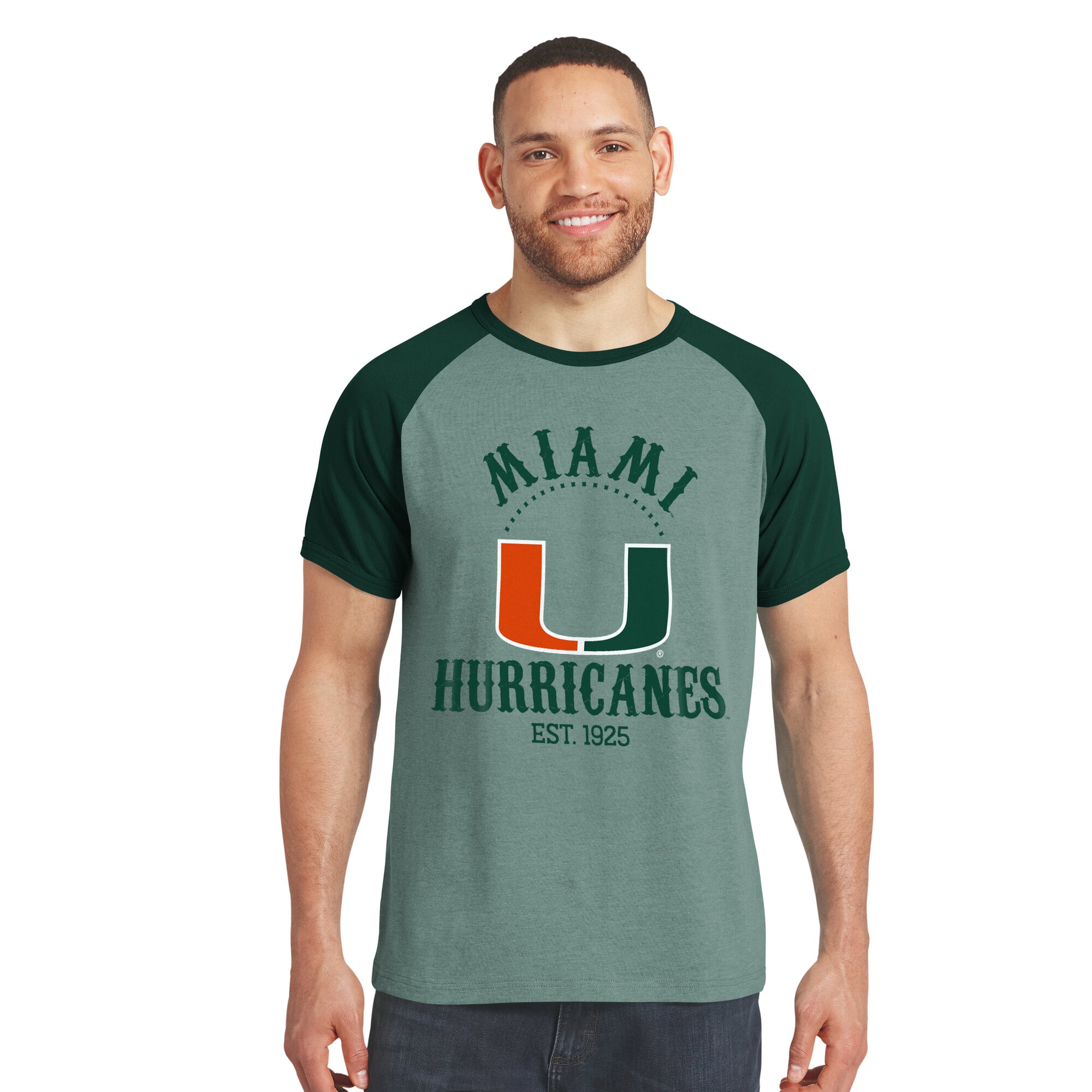 T-shirt raglan vert Miami Hurricanes de la collection Darius Rucker pour homme par Fanatics
