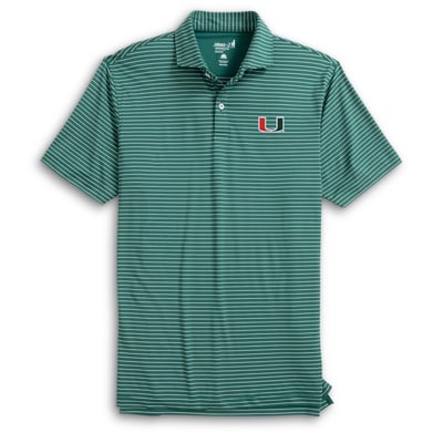  Miami Hurricanes johnnie-O Beau Striped Polo - Green