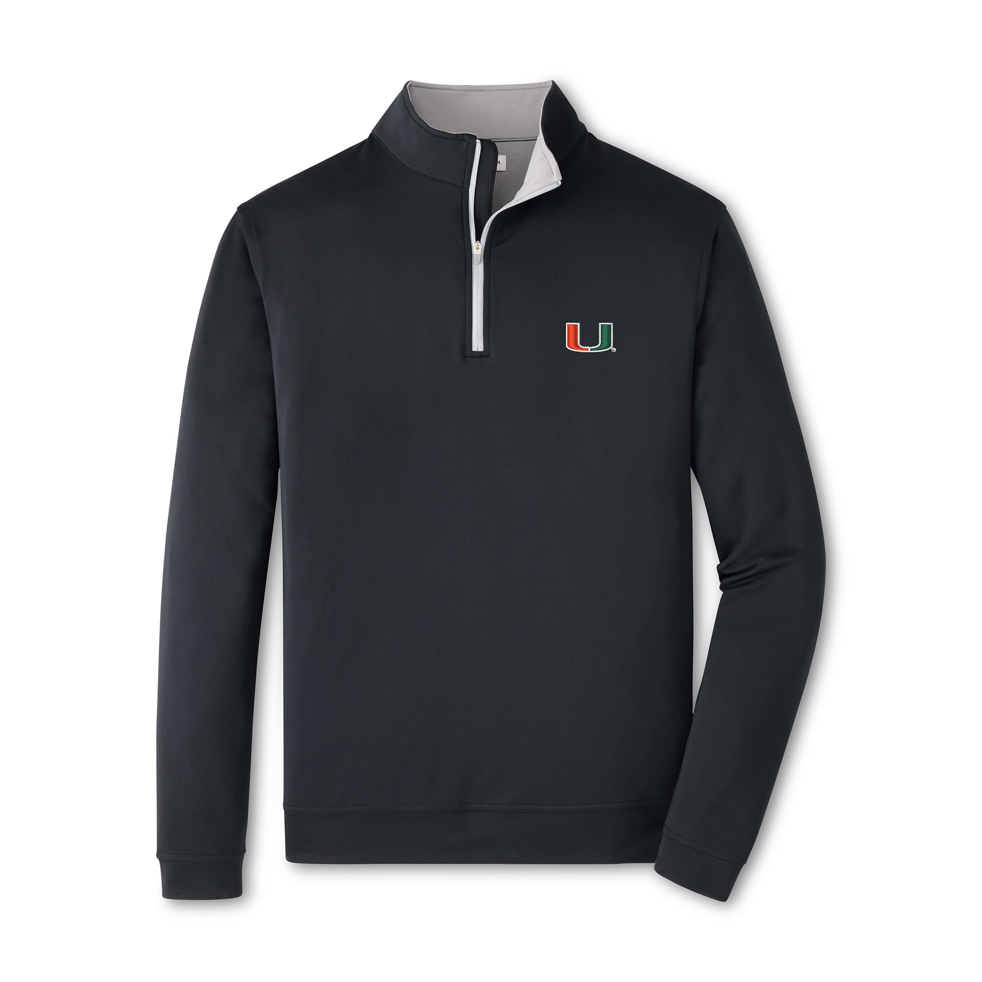 Men's Peter Millar Black Miami Hurricanes Perth Quarter-Zip Sweatshirt
