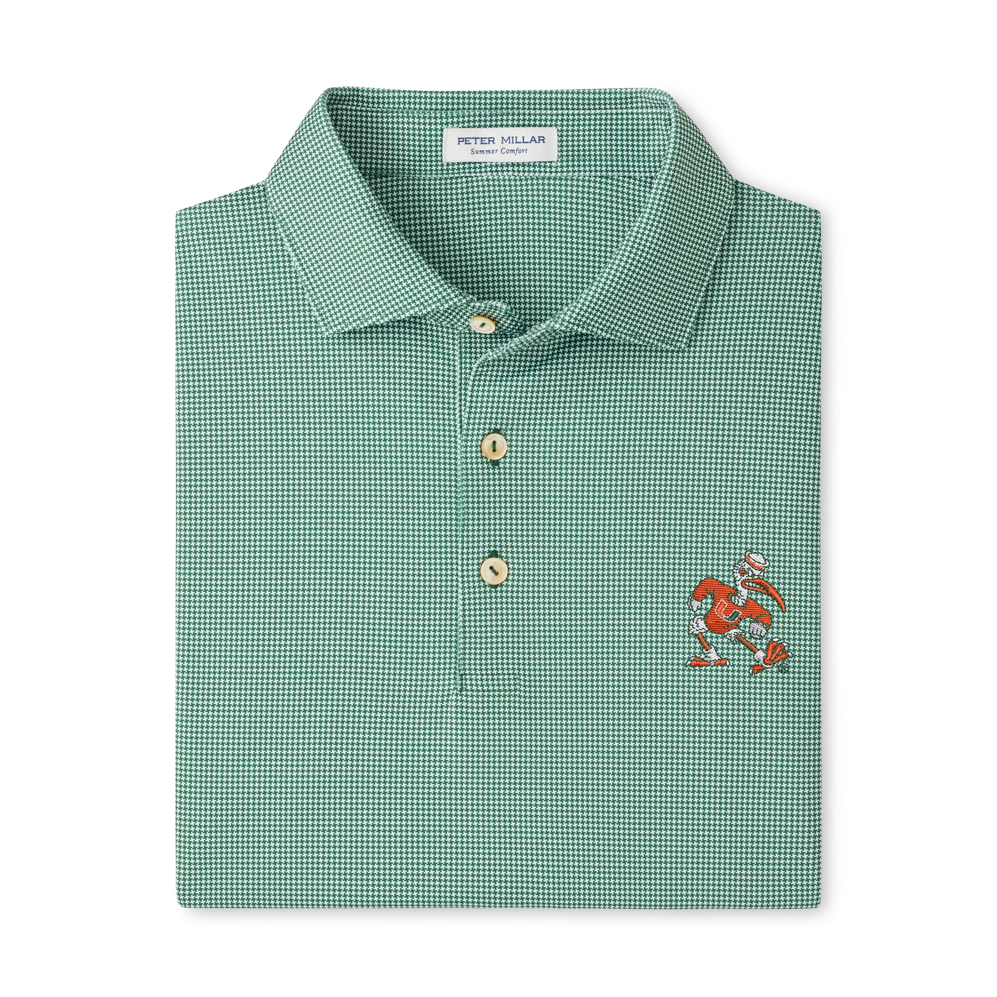 Polo Peter Millar vert Miami Hurricanes Border Performance Jersey pour homme