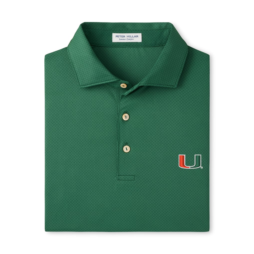Code 1 Performance Nj Men's Peter Millar Green Miami Hurricanes Hugo Performance Jersey Polo