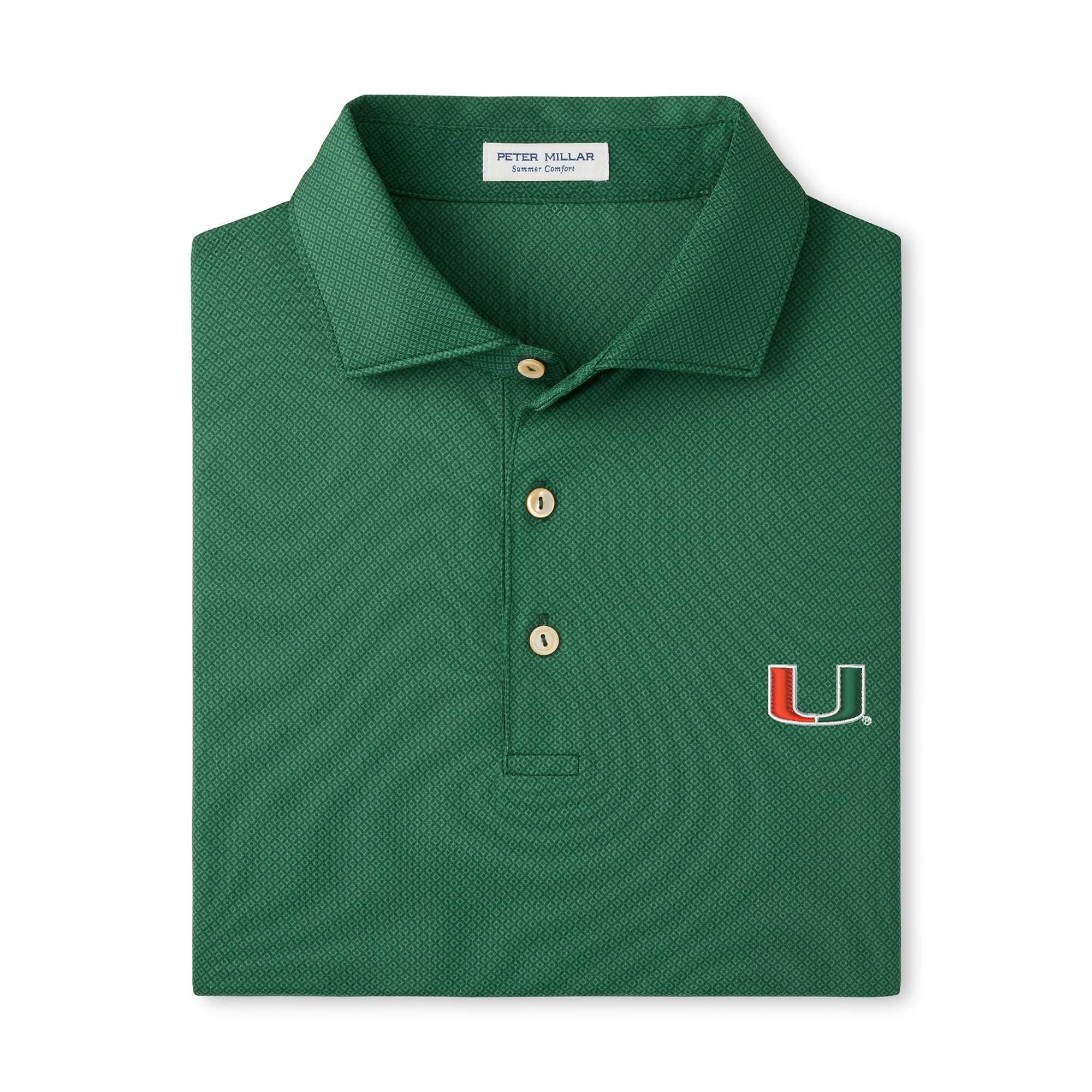 Polo de performance Peter Millar vert Miami Hurricanes Hugo pour homme