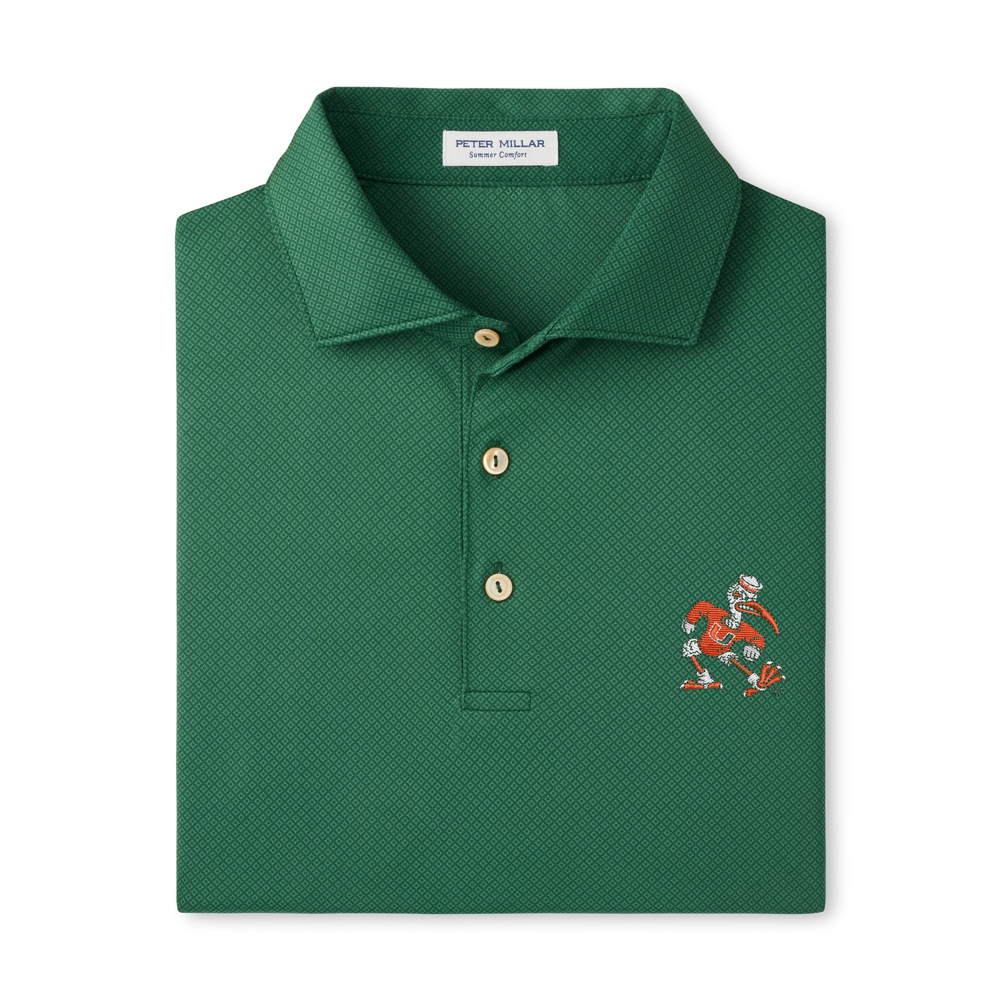 Polo de performance Peter Millar vert Miami Hurricanes Hugo pour homme