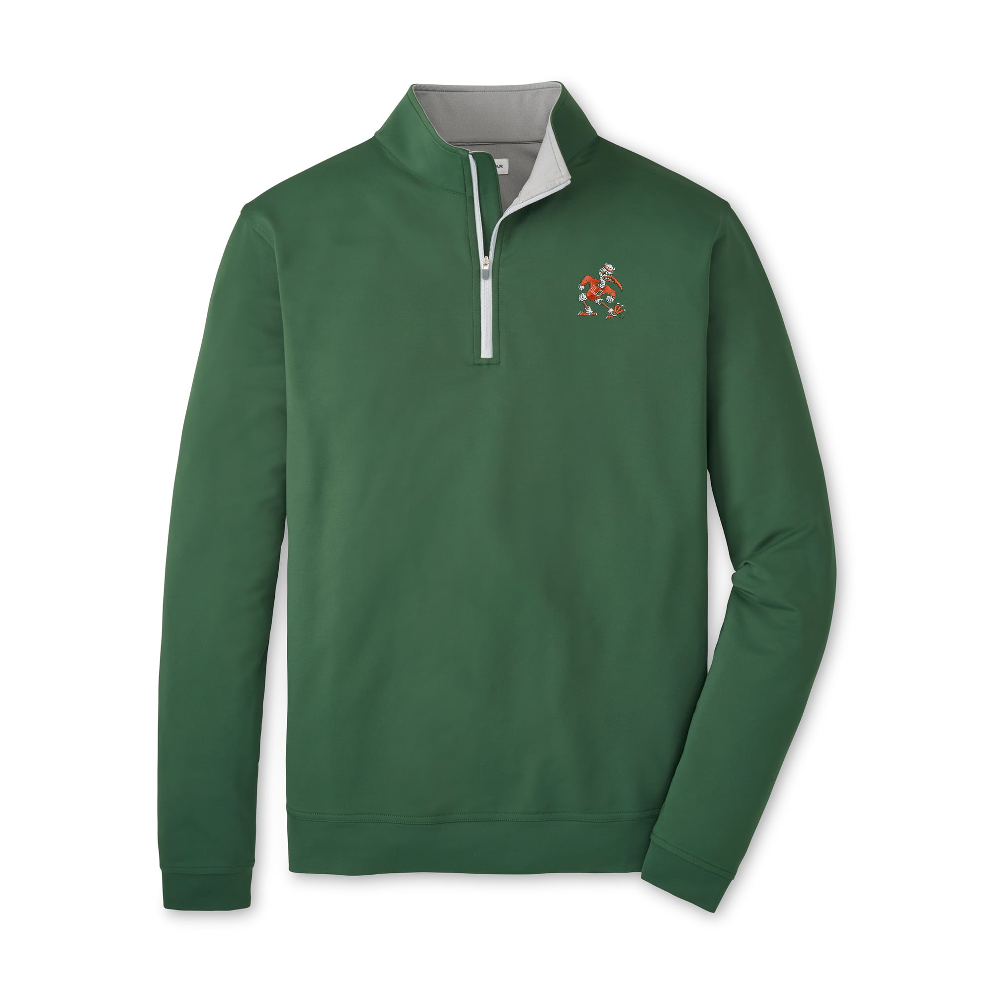 Pull-over à col zippé Peter Millar vert Miami Hurricanes Perth Performance pour homme
