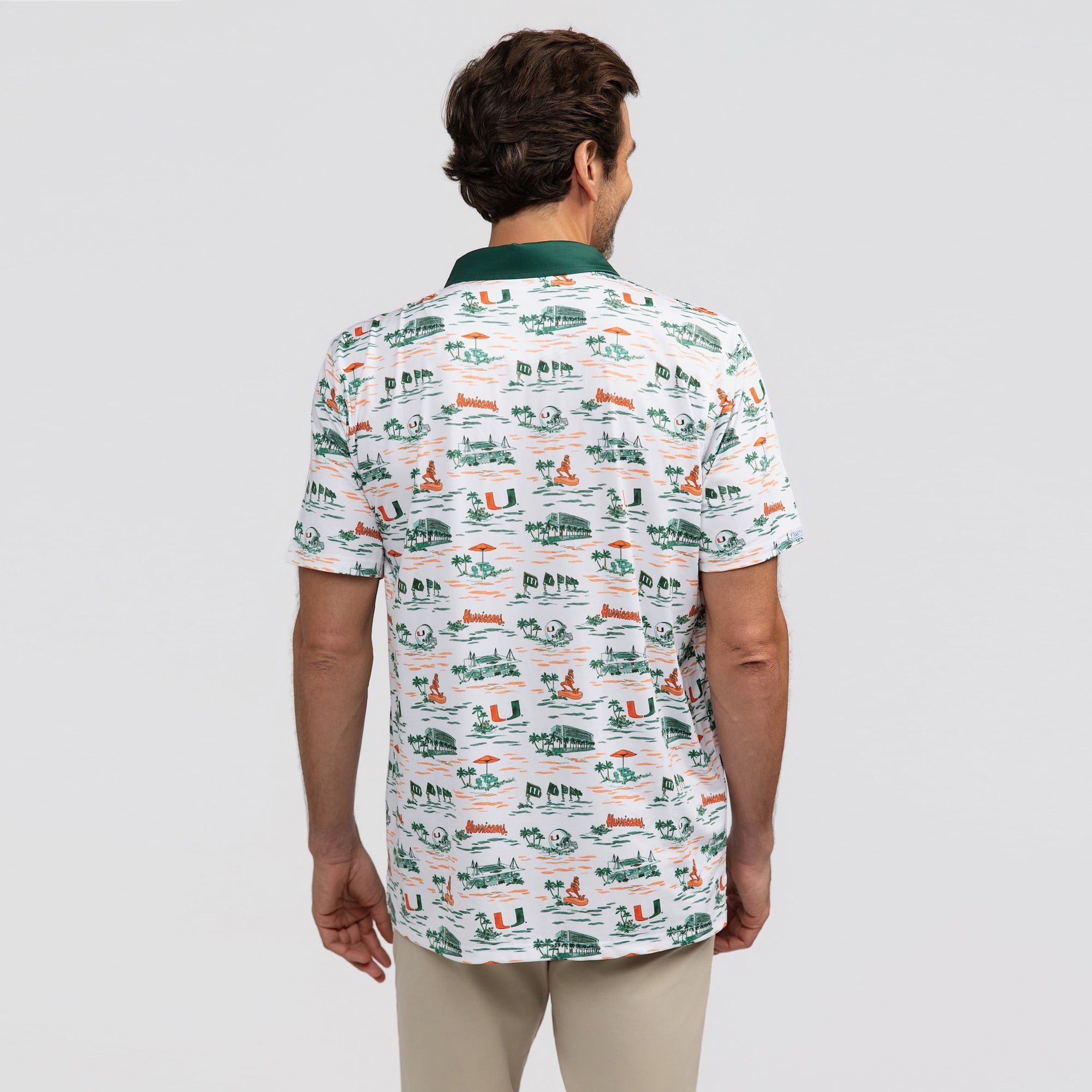 Men's Smith & Quinn White Miami Hurricanes Toile Teddy Polo