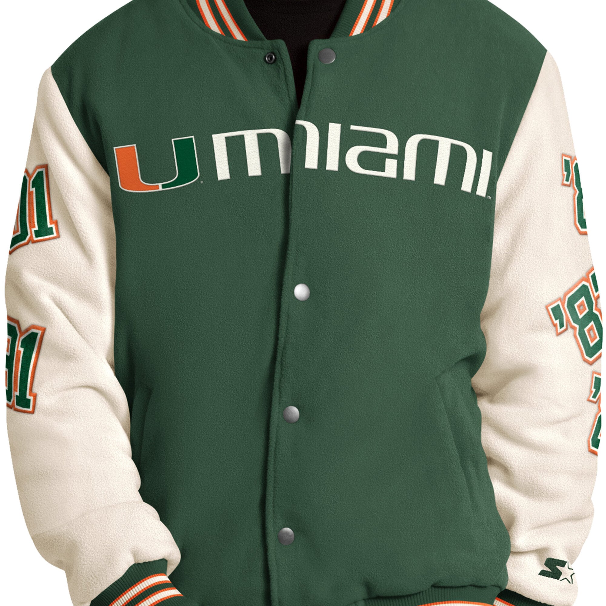Veste commémorative Starter Green Miami Hurricanes Triple Crown pour homme, à boutons-pression.