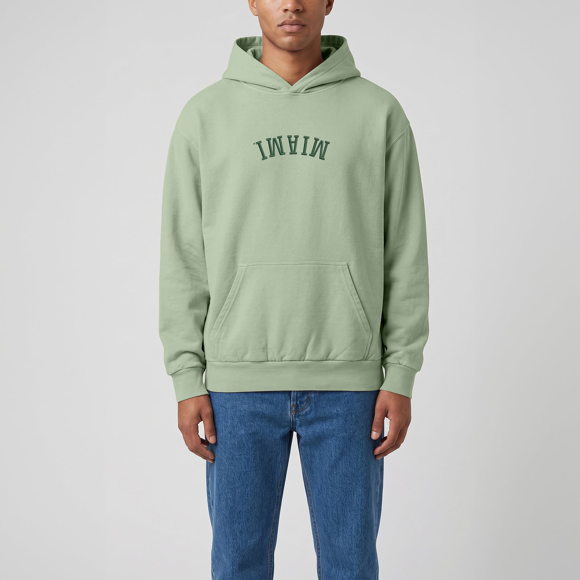 Men's Uscape Apparel Green Miami Hurricanes Upside Down Embroidered Vintage Heavyweight Hoodie