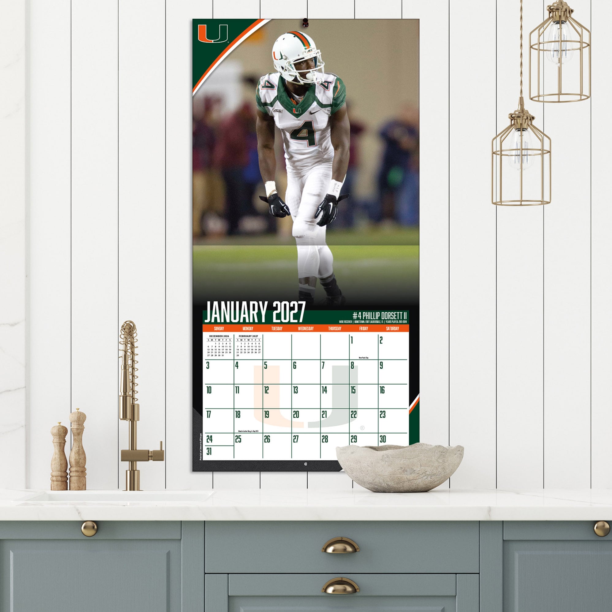 Miami Hurricanes 2027 12” x 12” Team Wall Calendar
