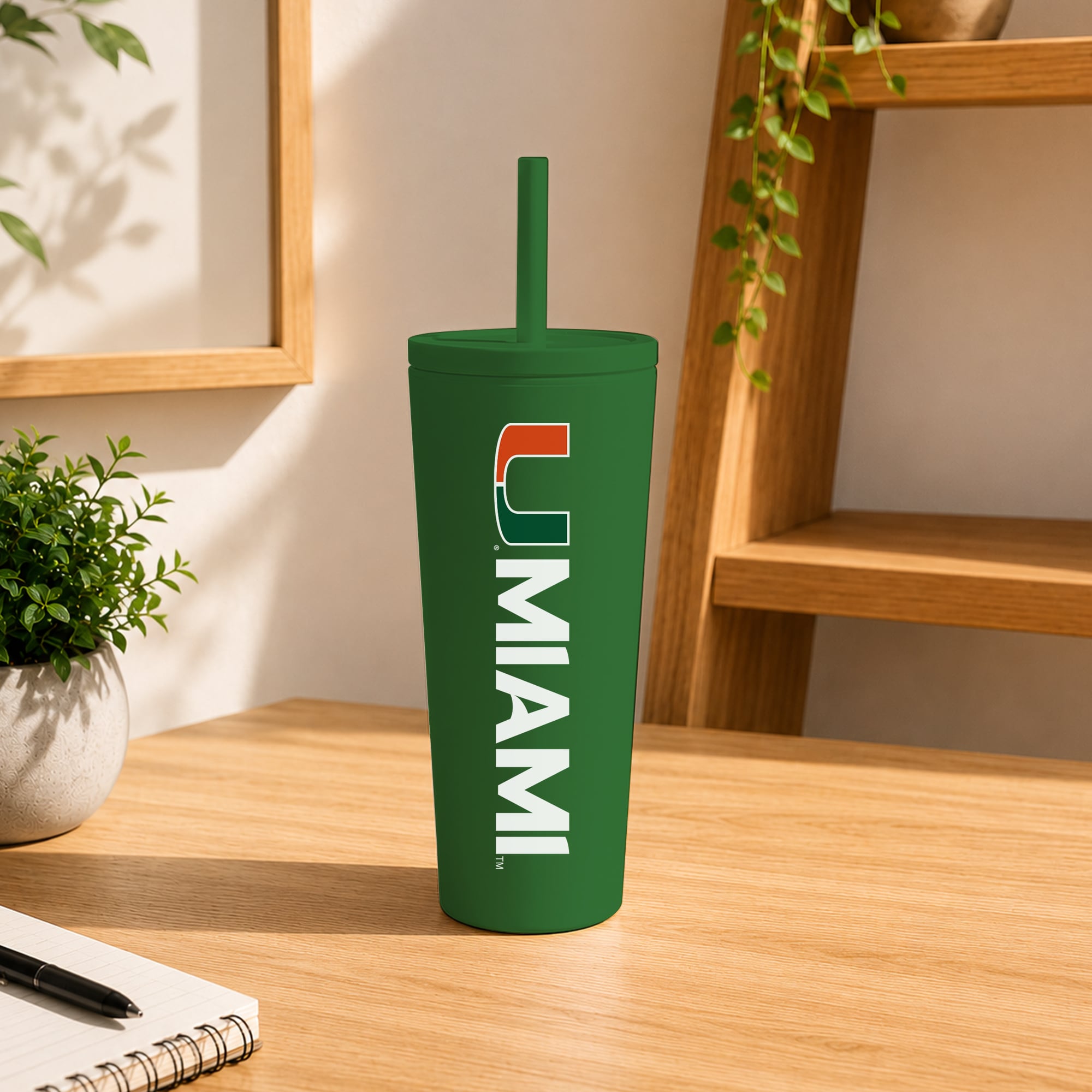 Miami Hurricanes 24oz. No Spill Straw Tumbler