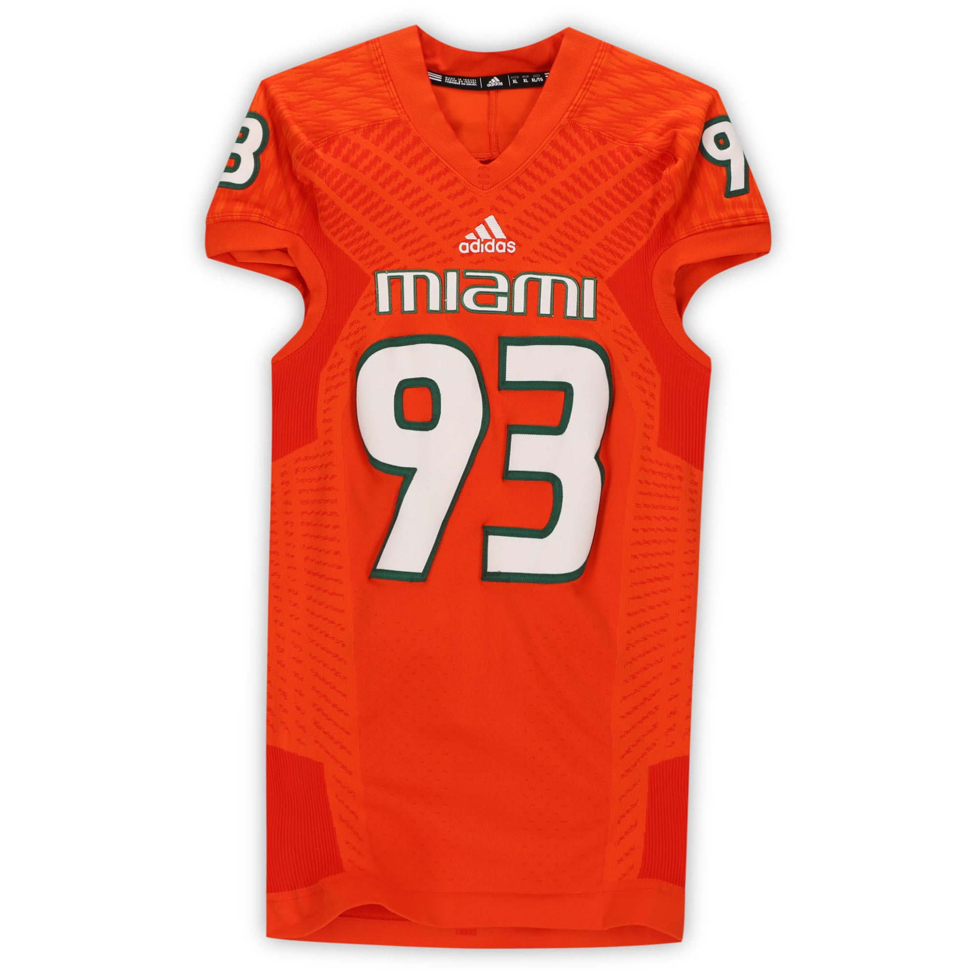 Miami Hurricanes Team-Issued #93 Orange Jersey from the 2015-16