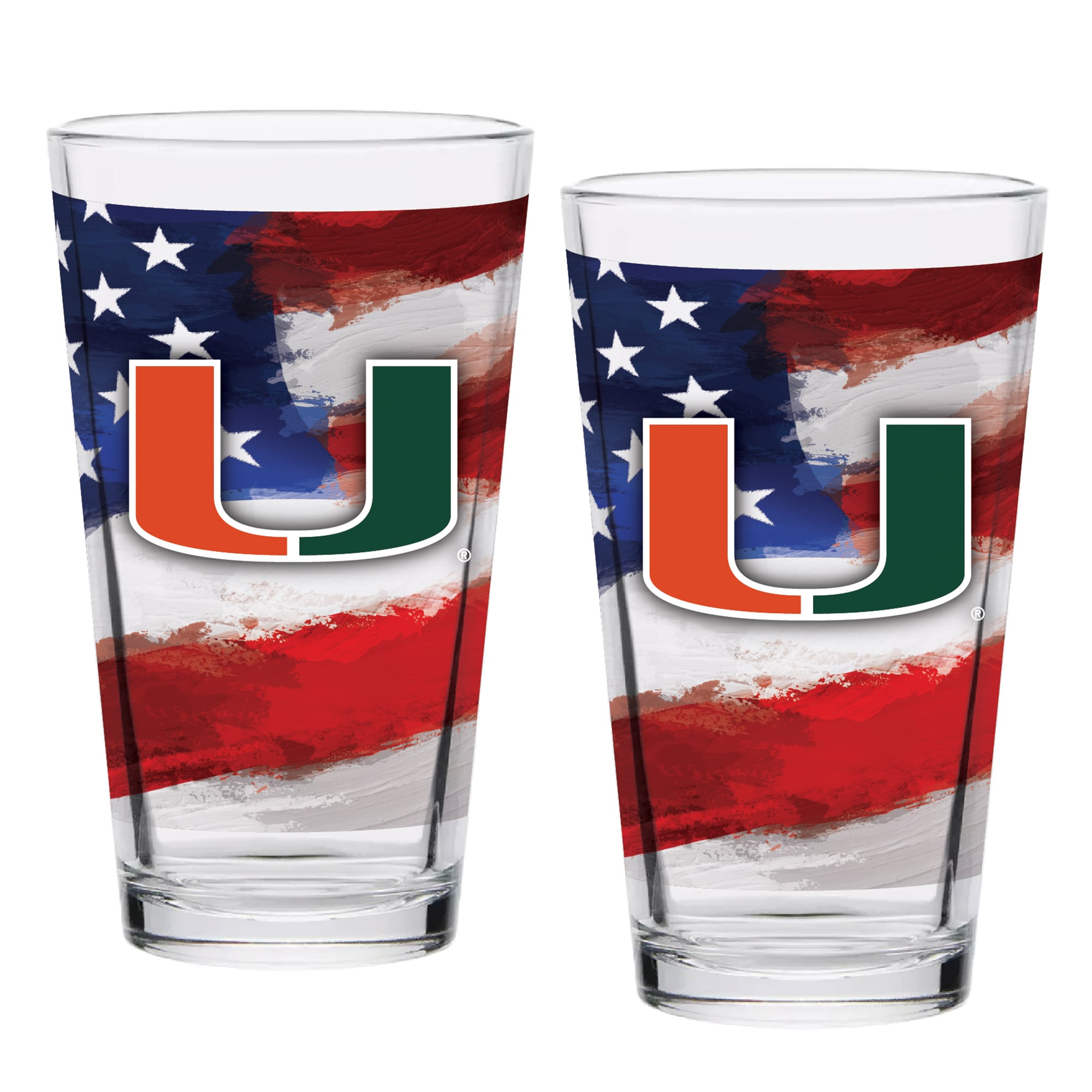 Miami Hurricanes  Two-Pack 16oz. Americana Pint Glass Set