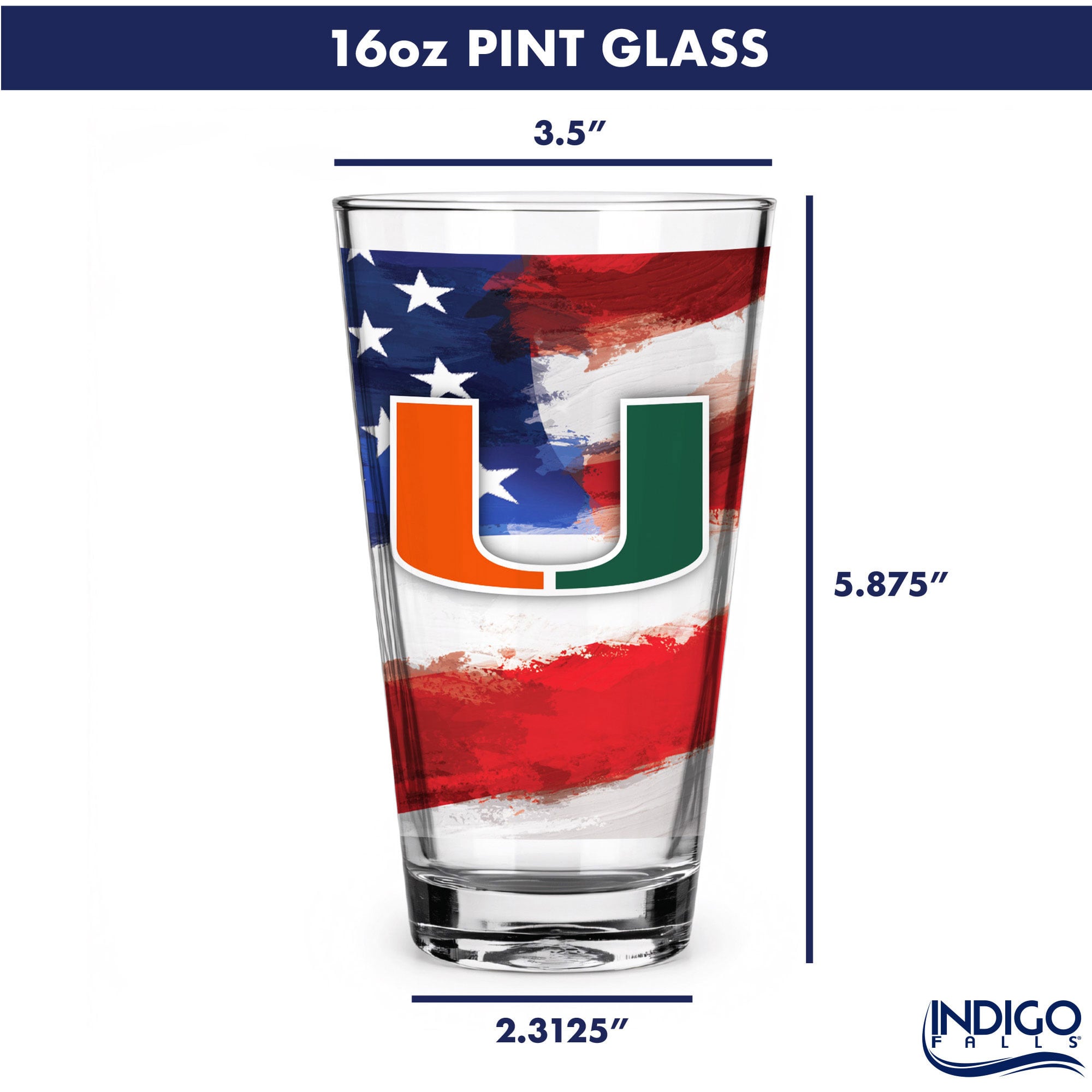 Miami Hurricanes  Two-Pack 16oz. Americana Pint Glass Set