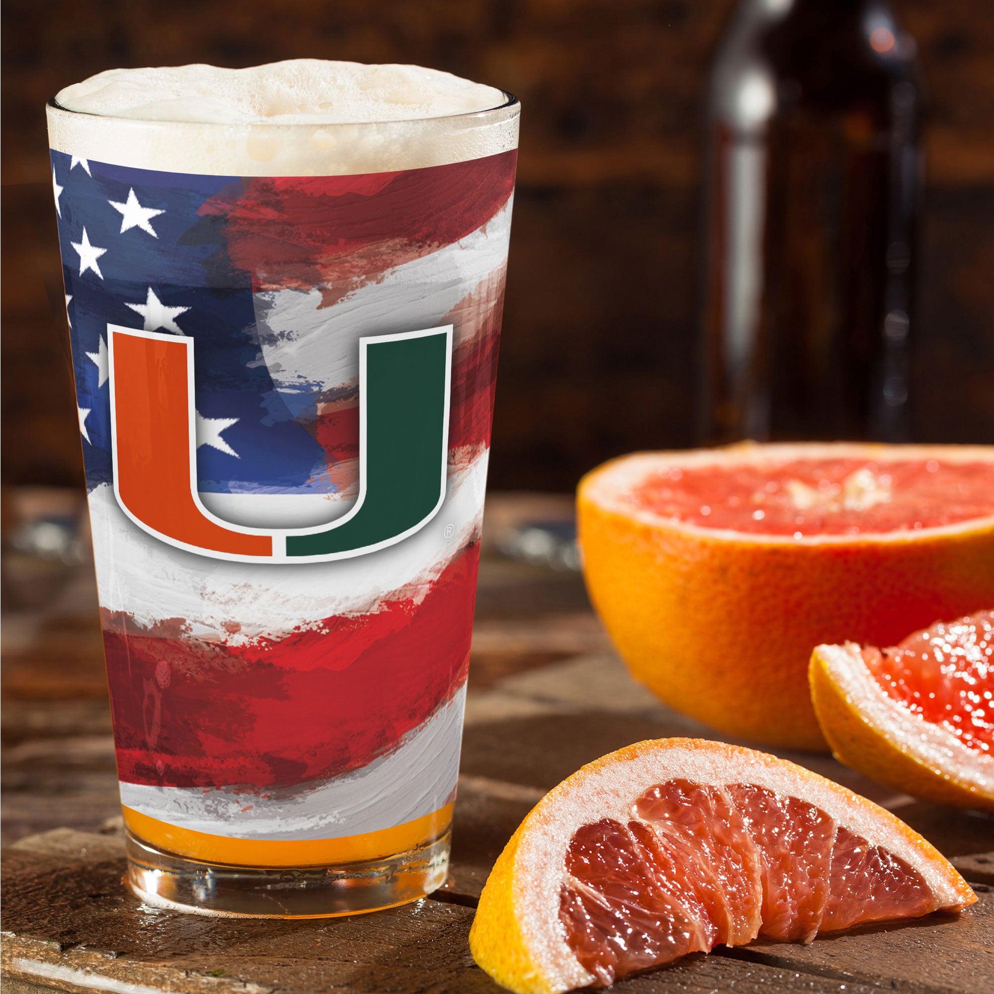 Miami Hurricanes  Two-Pack 16oz. Americana Pint Glass Set