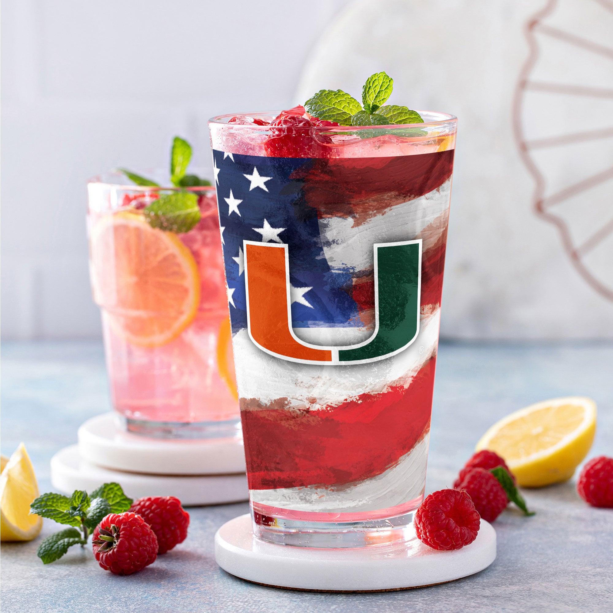 Miami Hurricanes  Two-Pack 16oz. Americana Pint Glass Set