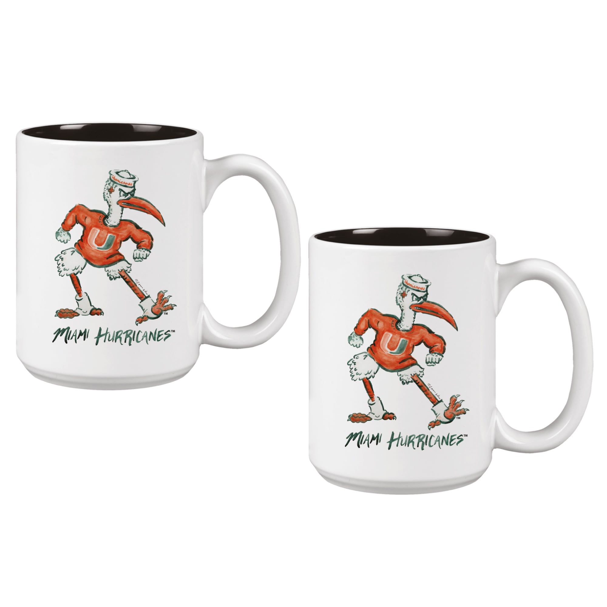 Ensemble de deux tasses de 44 cl (15 oz) à l'effigie de la mascotte Laura Wilcox des Miami Hurricanes