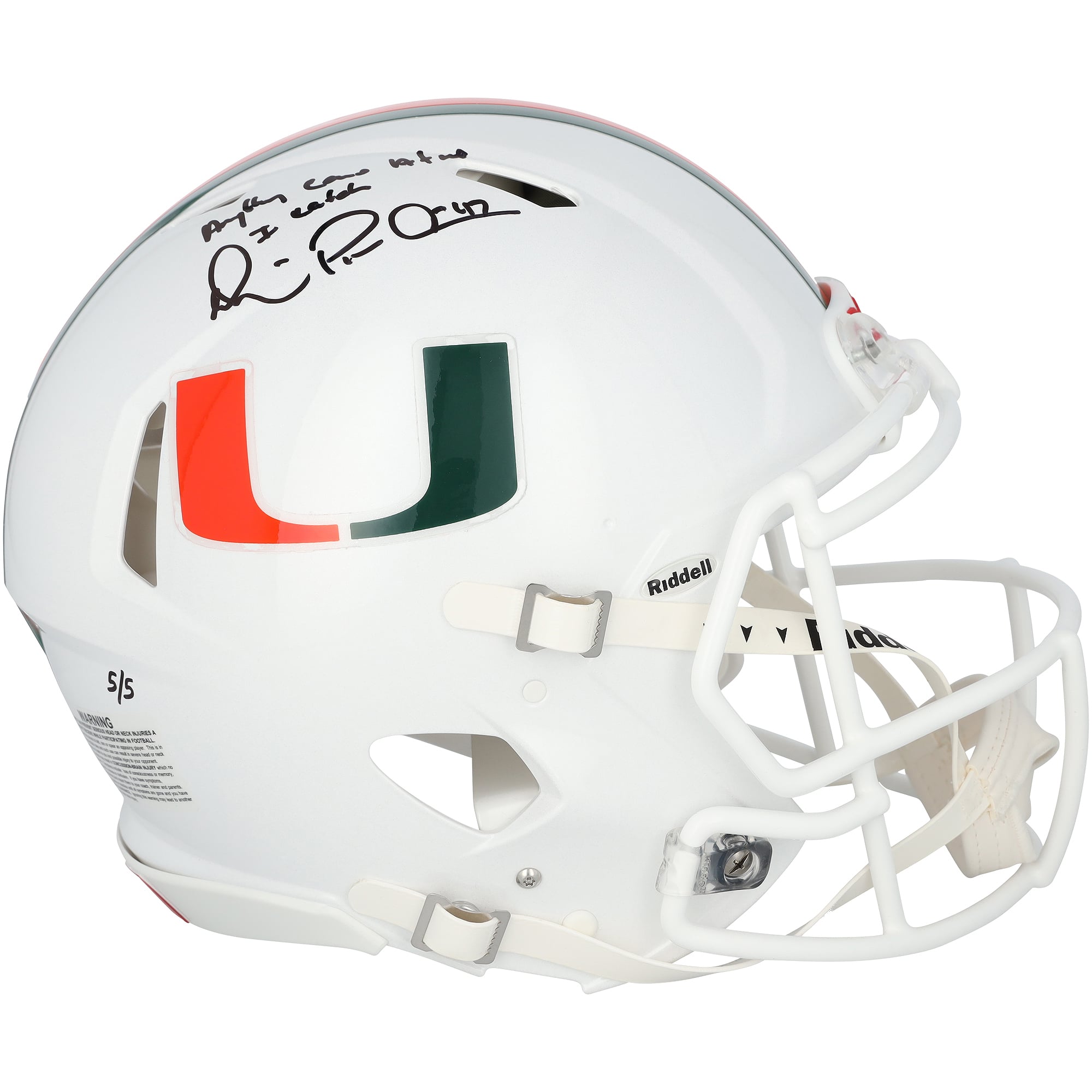 Casque Riddell Speed ​​Authentic autographié par Michael Irvin des Miami Hurricanes, avec l'inscription « Tout ce qui m'attaque, je le reçois » - Édition limitée n° 5/5