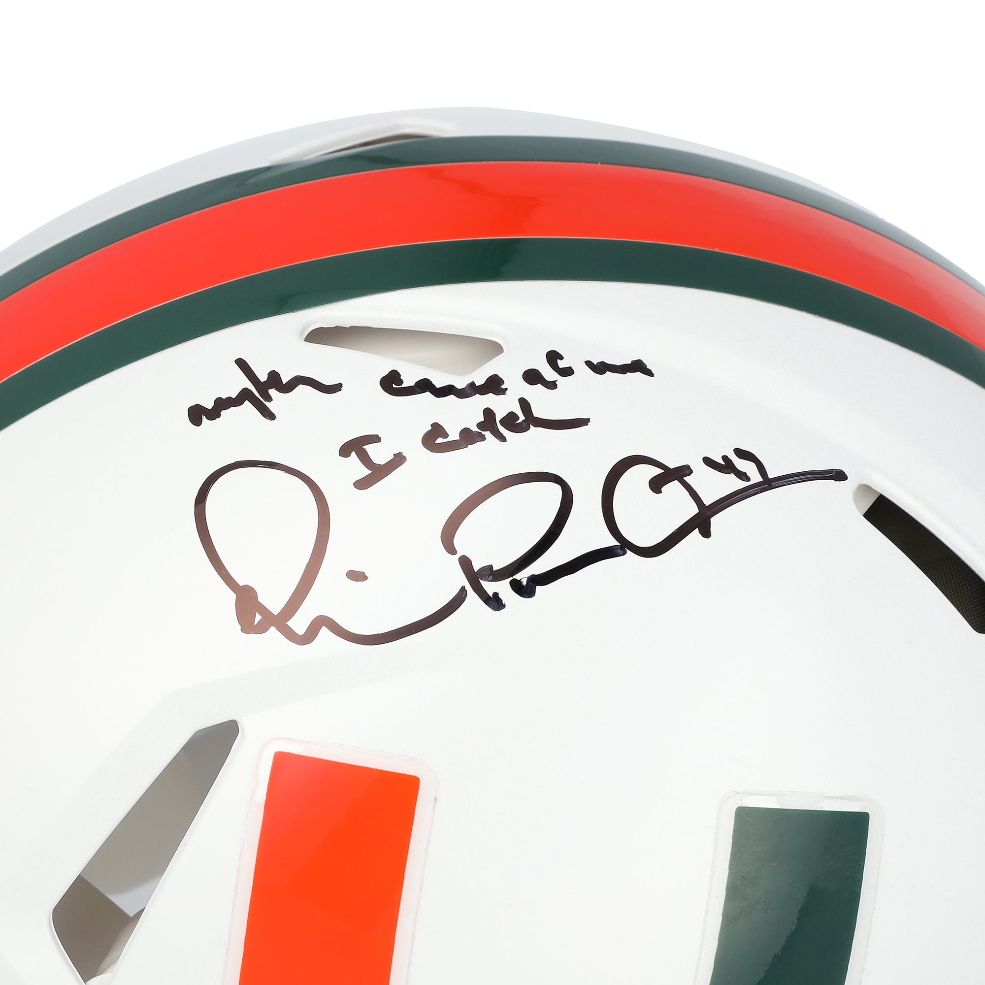 Casque Riddell Speed ​​Authentic autographié par Michael Irvin des Miami Hurricanes, avec l'inscription « Tout ce qui m'attaque, je l'attrape » - Édition limitée à 5 exemplaires
