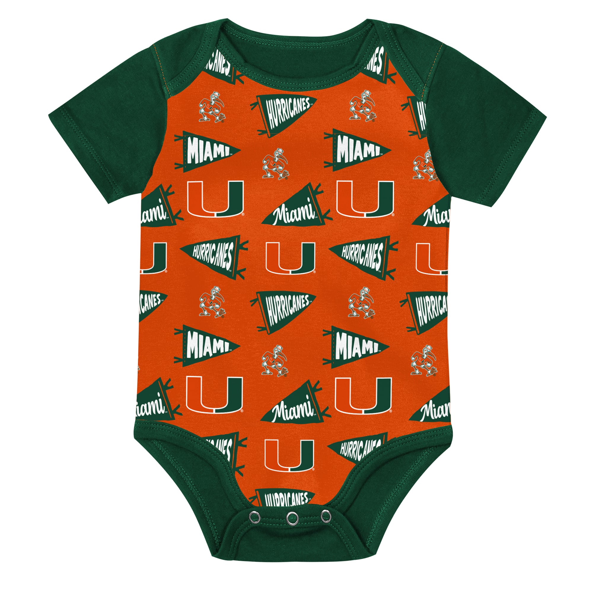 Newborn Outerstuff  Green Miami Hurricanes Star Player Three-Piece Bodysuit Set
