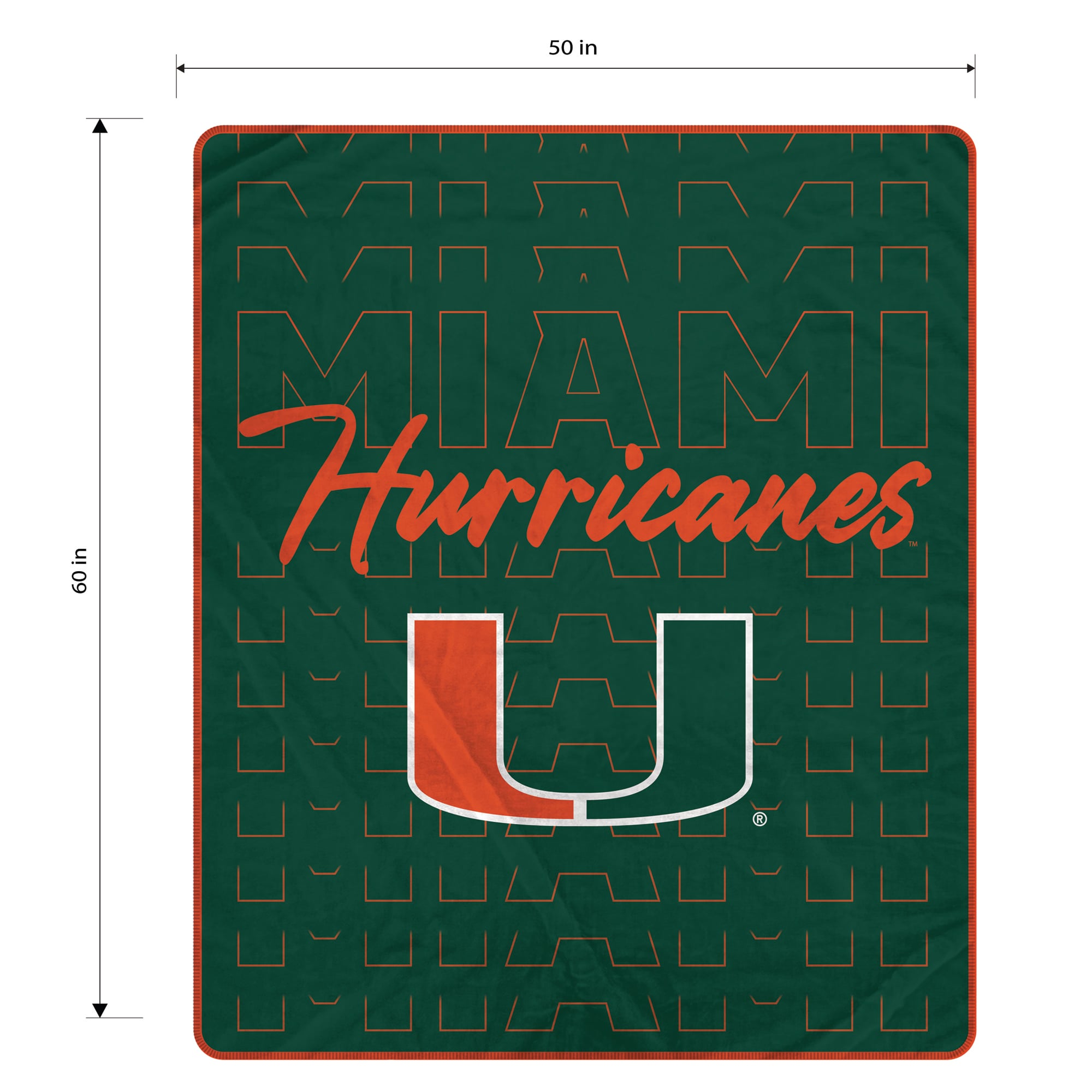 Pegasus Miami Hurricanes Echo Script Fade 50" x 60" Ultra Soft Throw Blanket