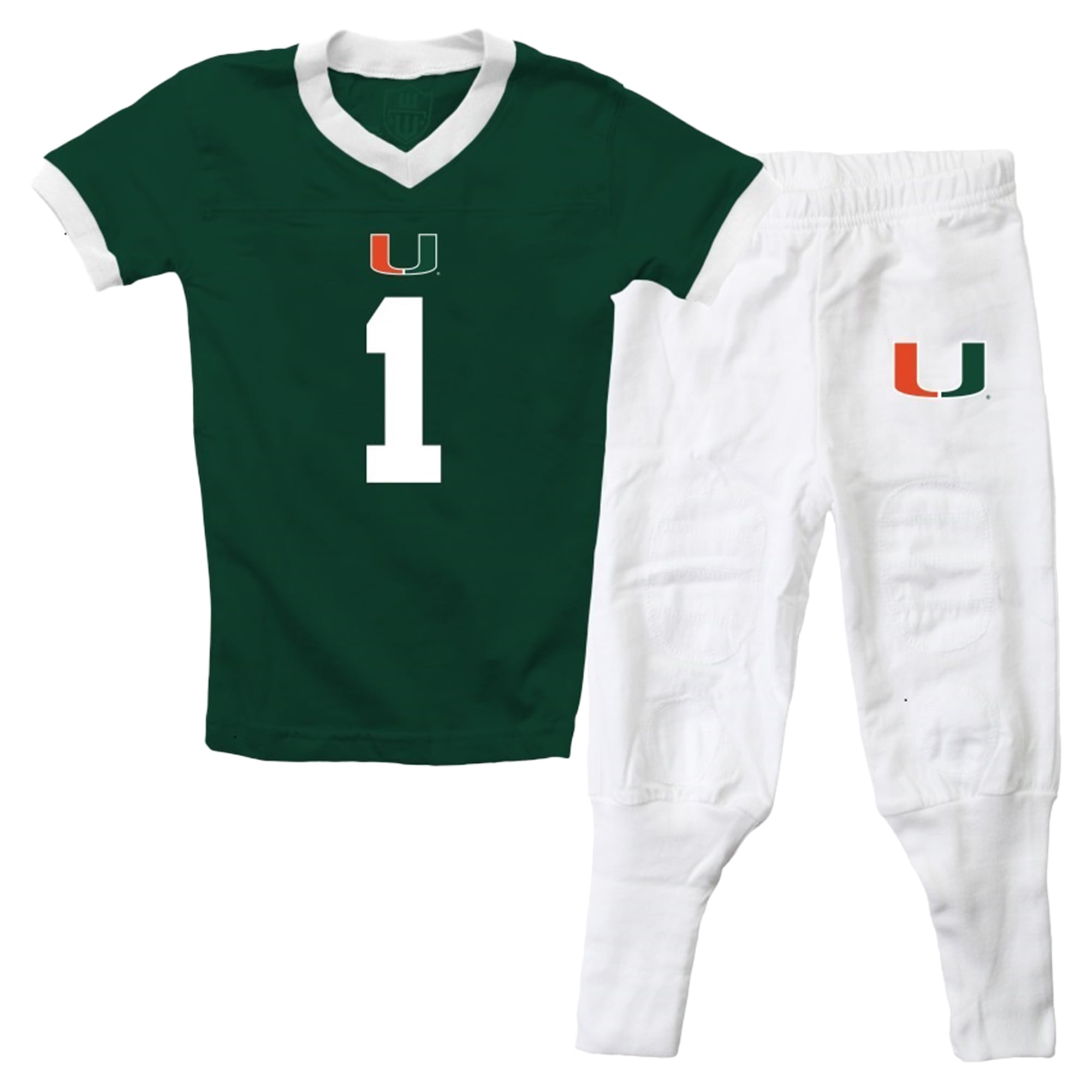 Preschool Wes & Willy Green Miami Hurricanes V-Neck Pajama Set