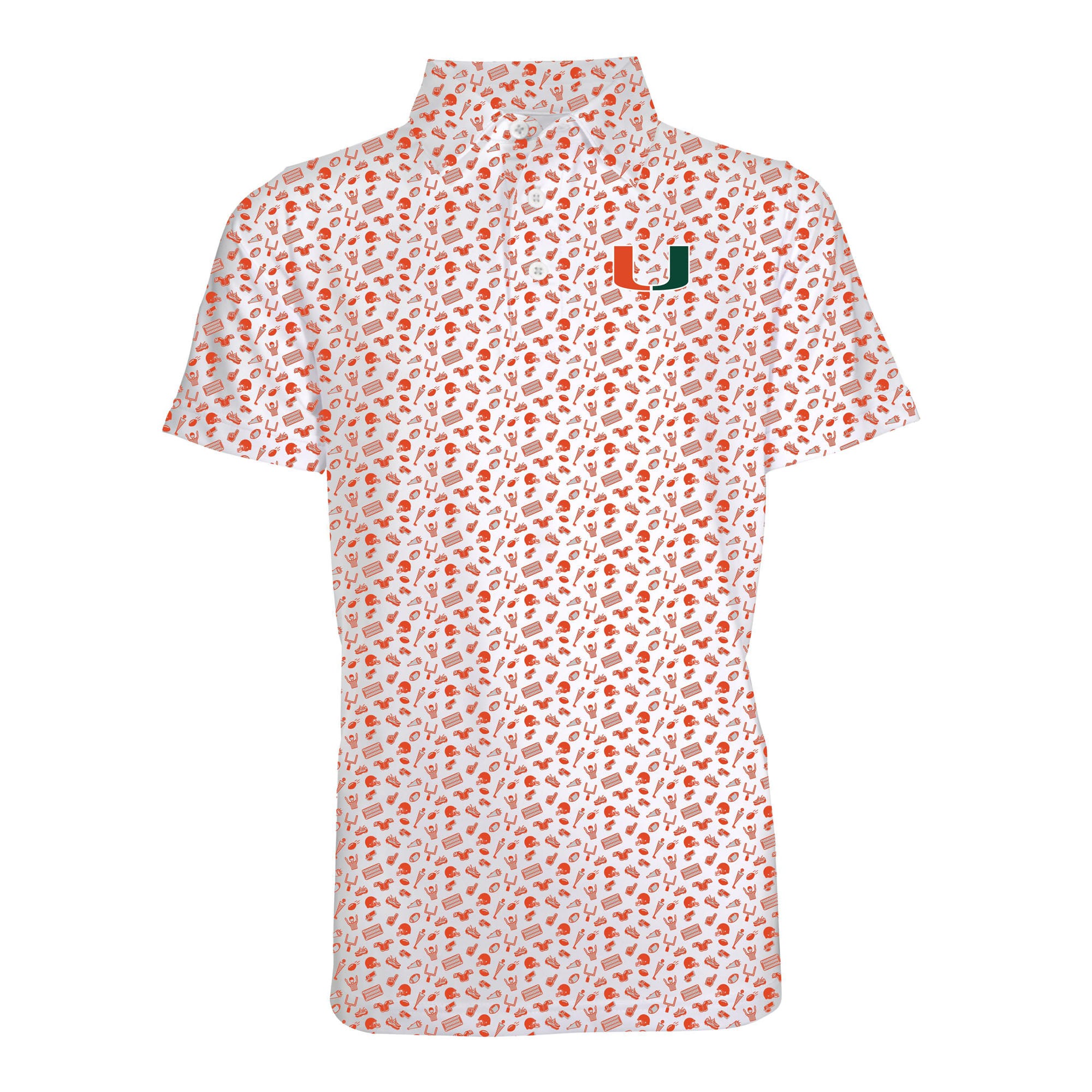 Toddler Garb White Miami Hurricanes Tom Allover Print Performance Polo