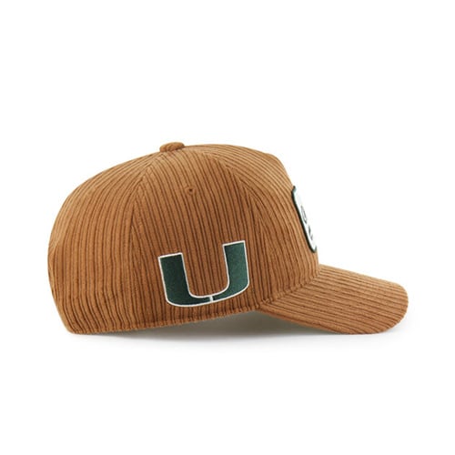 Chapeau unisexe marron Miami Hurricanes en velours côtelé à patchs et à fixation réglable