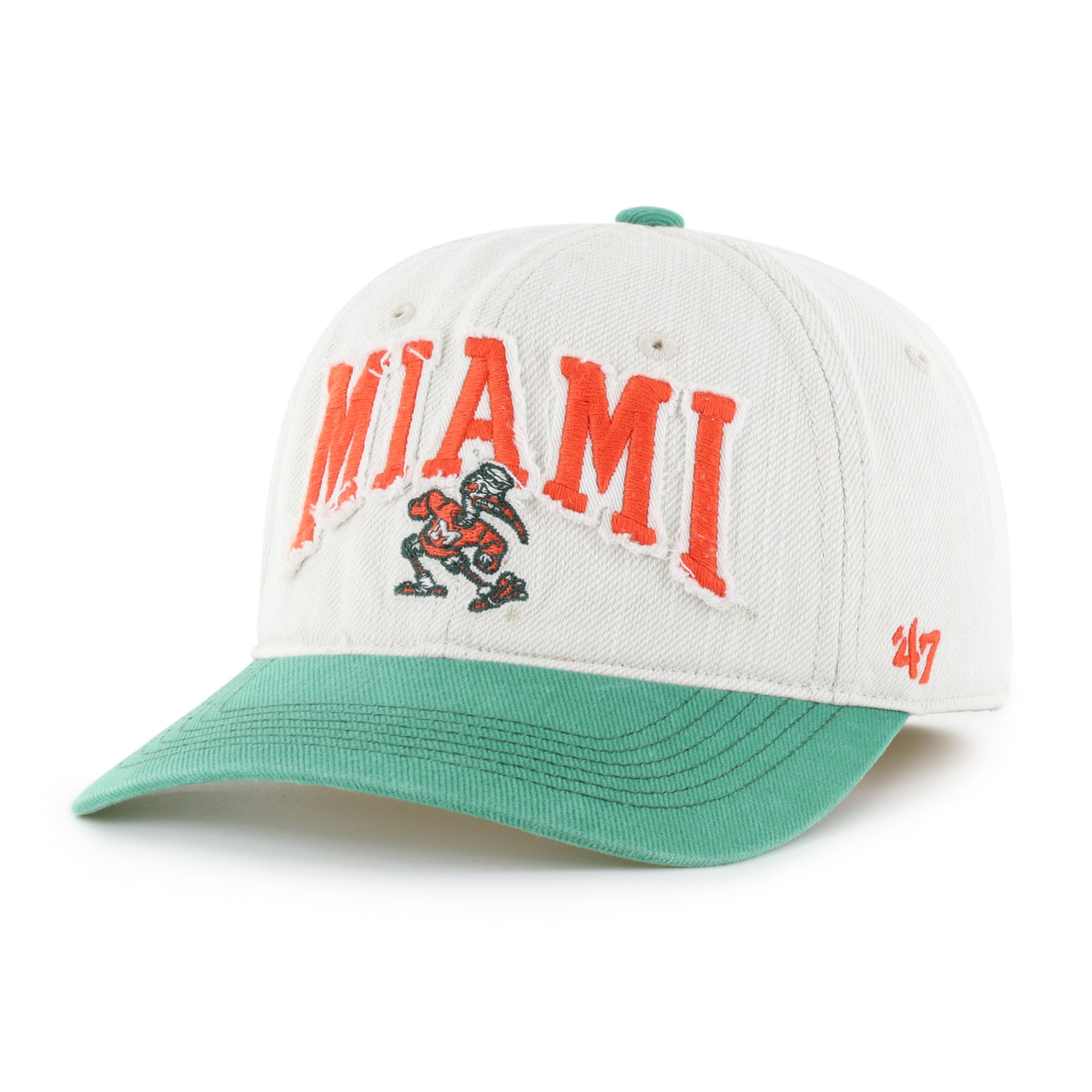 Casquette unisexe '47 Cream Miami Hurricanes Well Worn Clean Up Stretch Fit