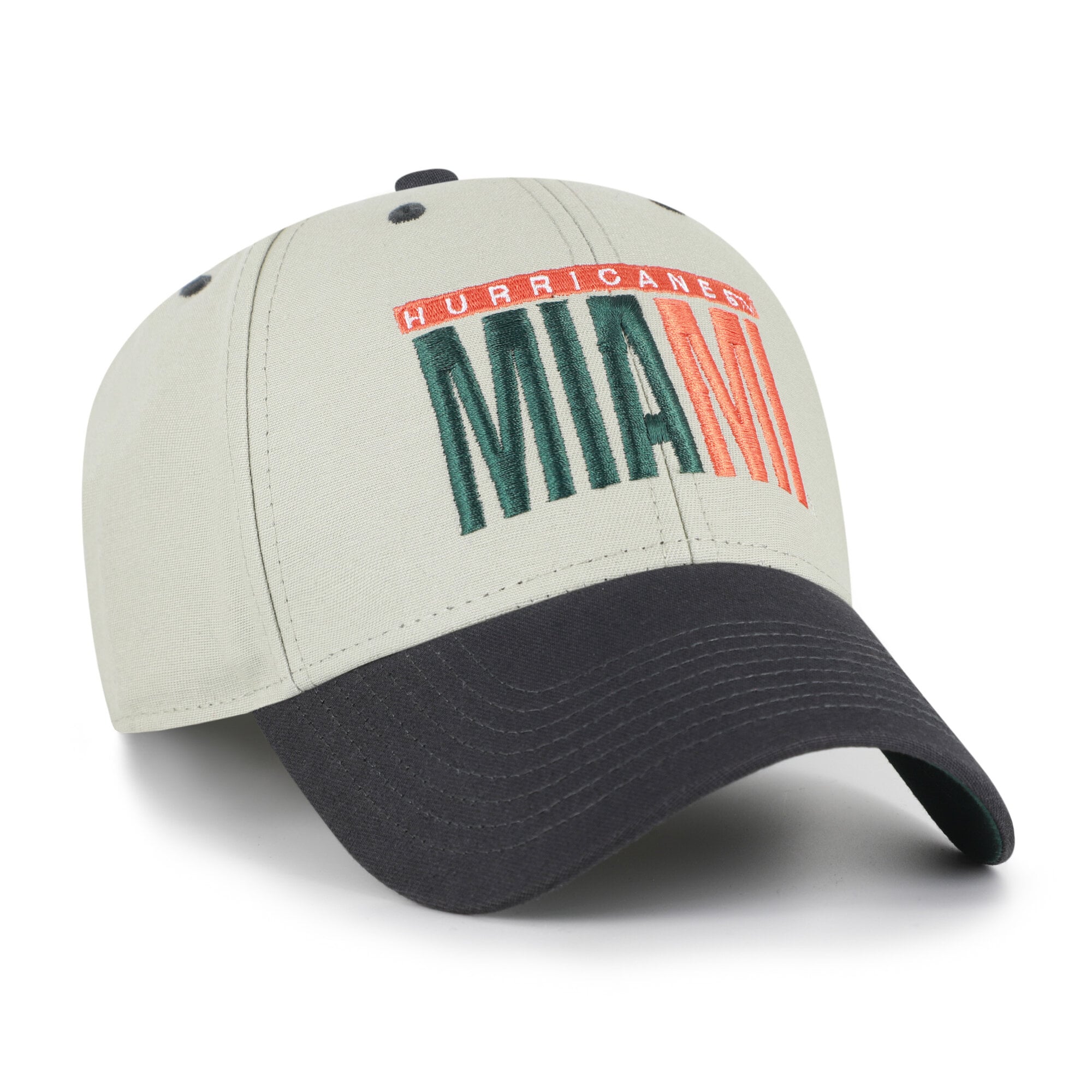 Casquette unisexe ajustable '47 grise/noire Miami Hurricanes, inscription demi-bloc MVP