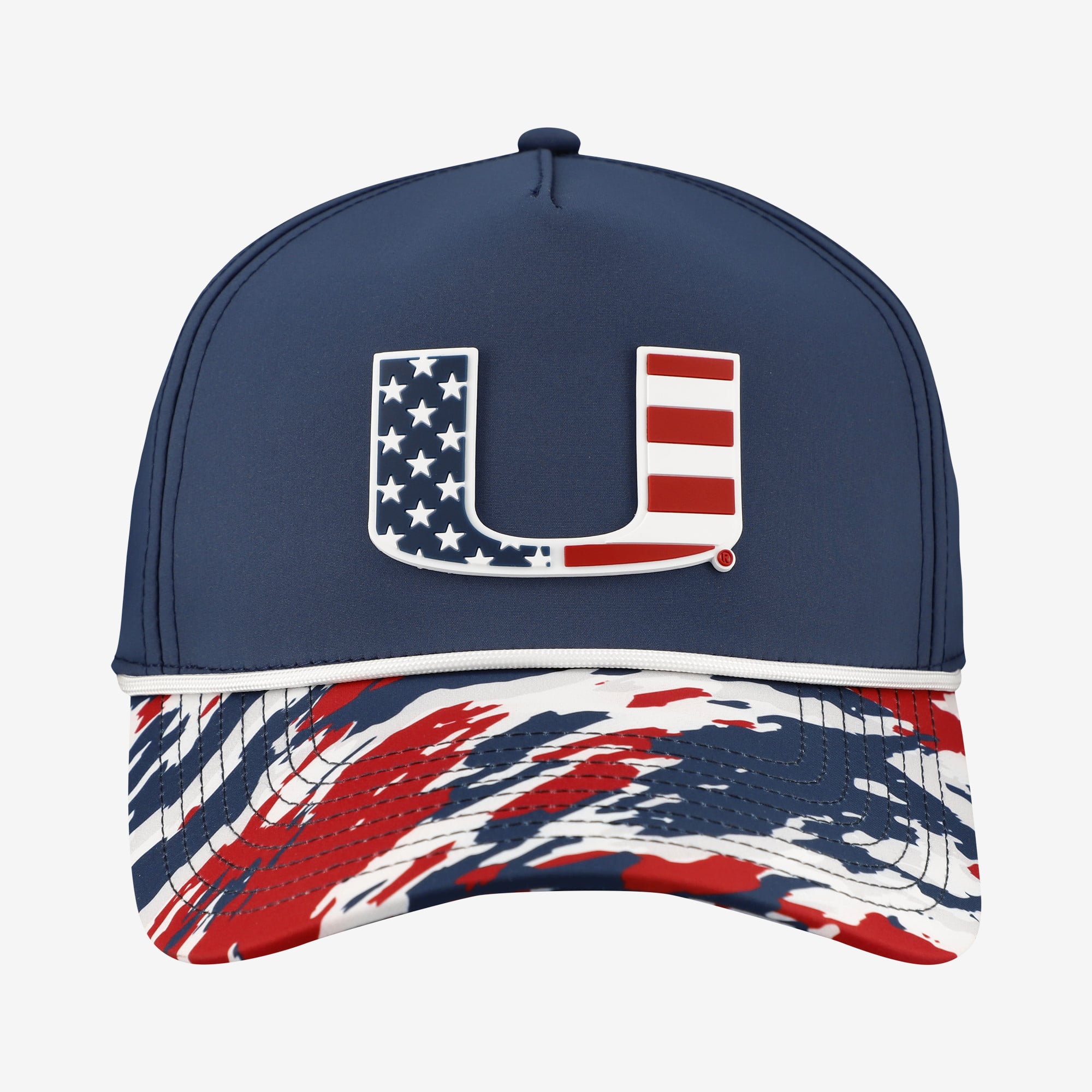 Casquette unisexe à cordon ajustable, bleu marine, Miami Hurricanes, étoiles et rayures.