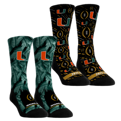  Miami Hurricanes Rock Em Unisex 2025-26 College Football Playoff Two-Pack Crew Sock Set