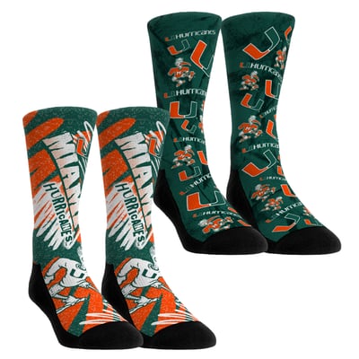 Miami Hurricanes Rock Em Unisex Two-Piece Team Blast Crew Socks Set