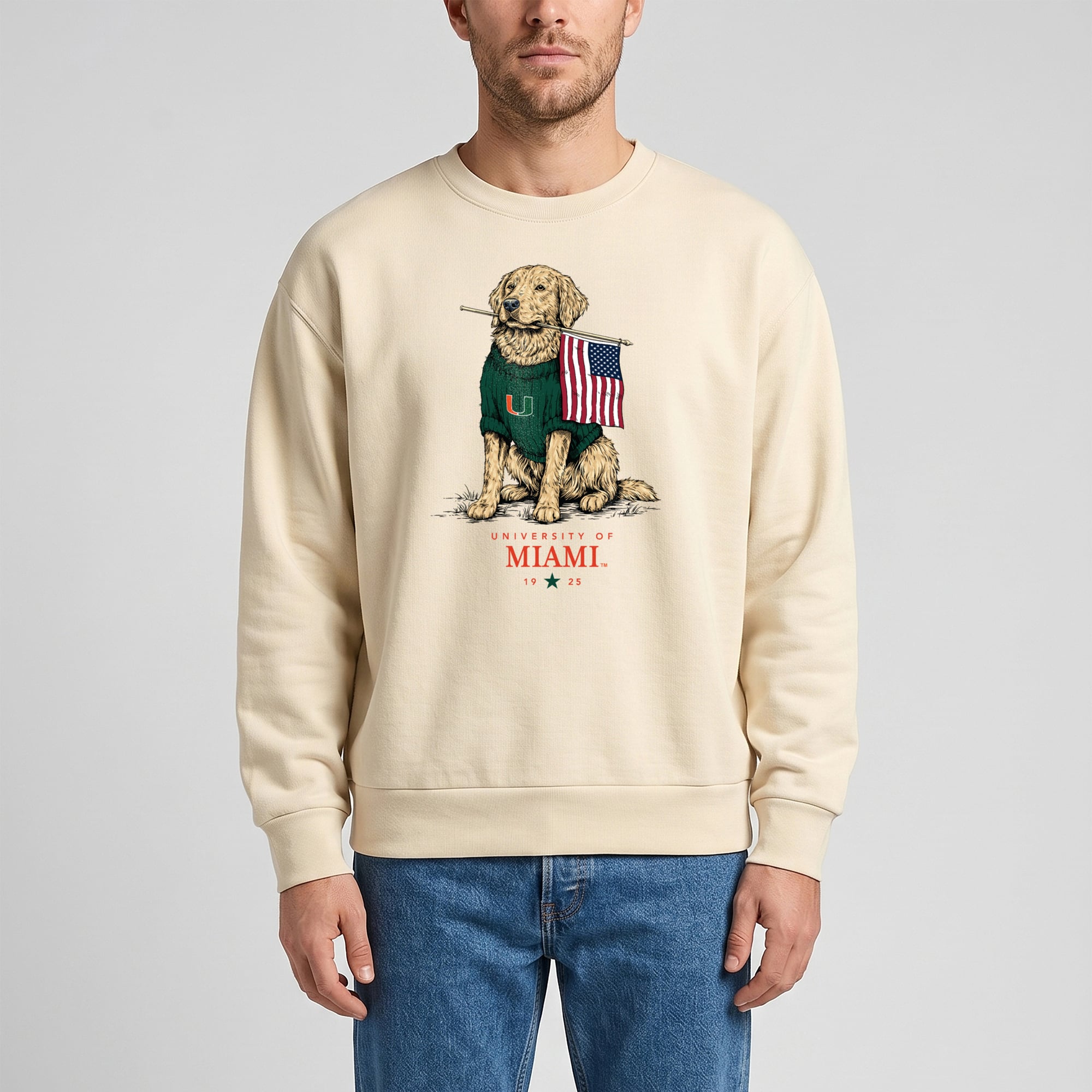 Unisex Uscape Apparel Cream Miami Hurricanes Americana Good Boy Ribbed Premium Sweatshirt