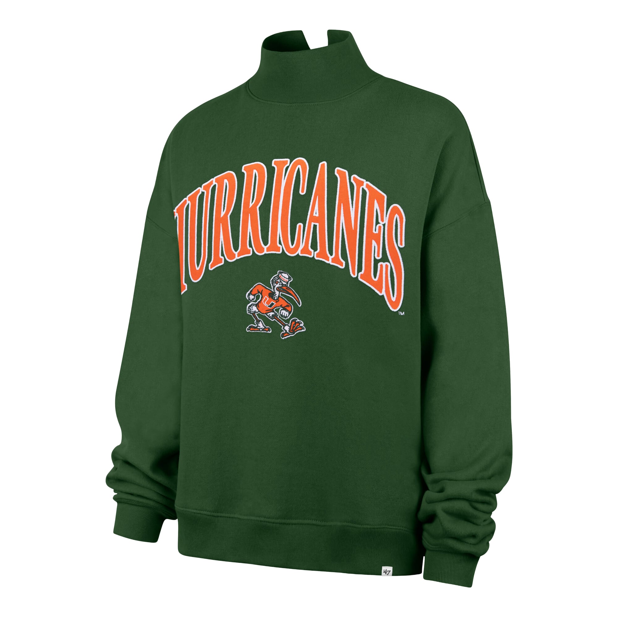 Sweat-shirt à col montant vert Miami Hurricanes pour femme, modèle 47