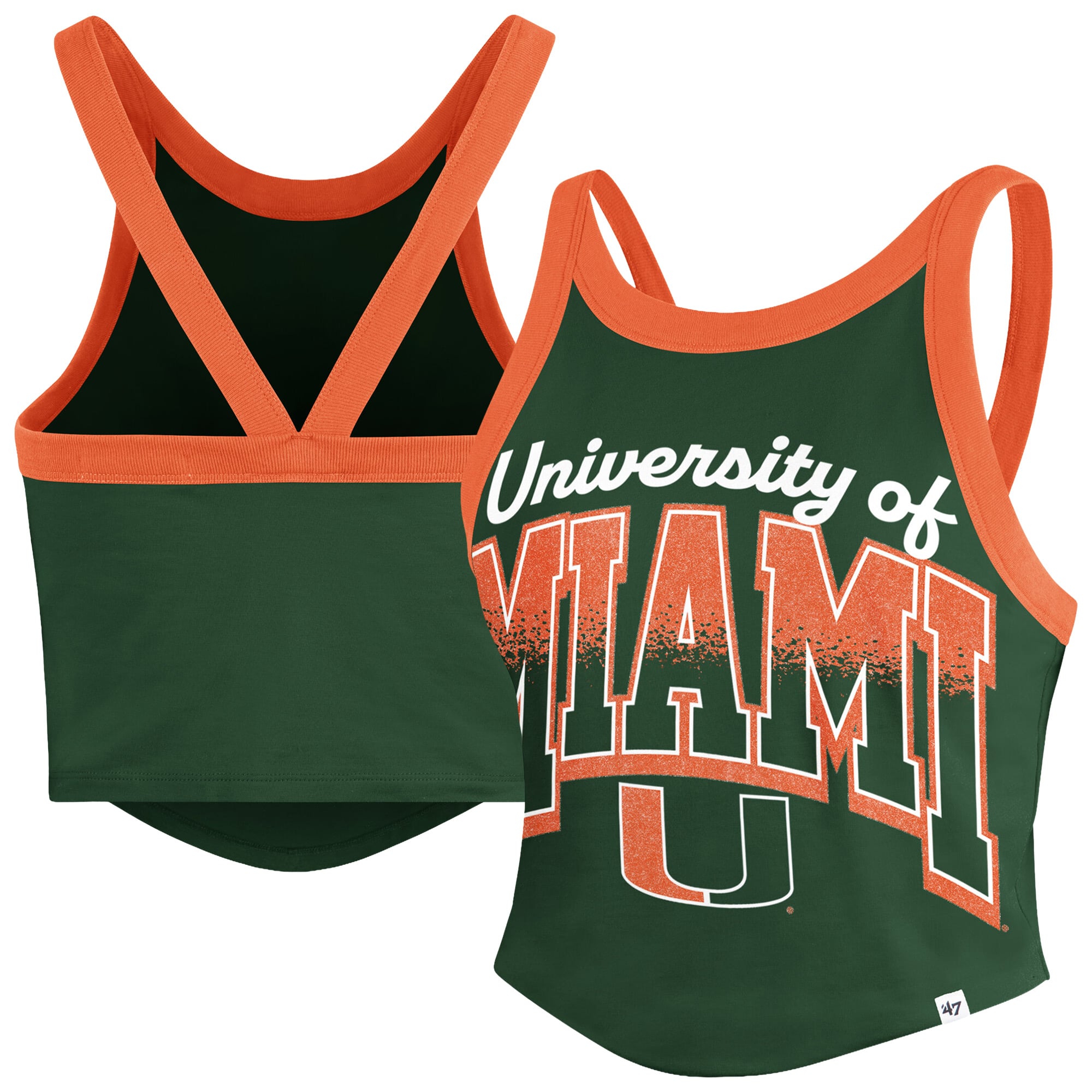 Women's '47 Green Miami Hurricanes Shimmer Shadow Sporty Tank Top
