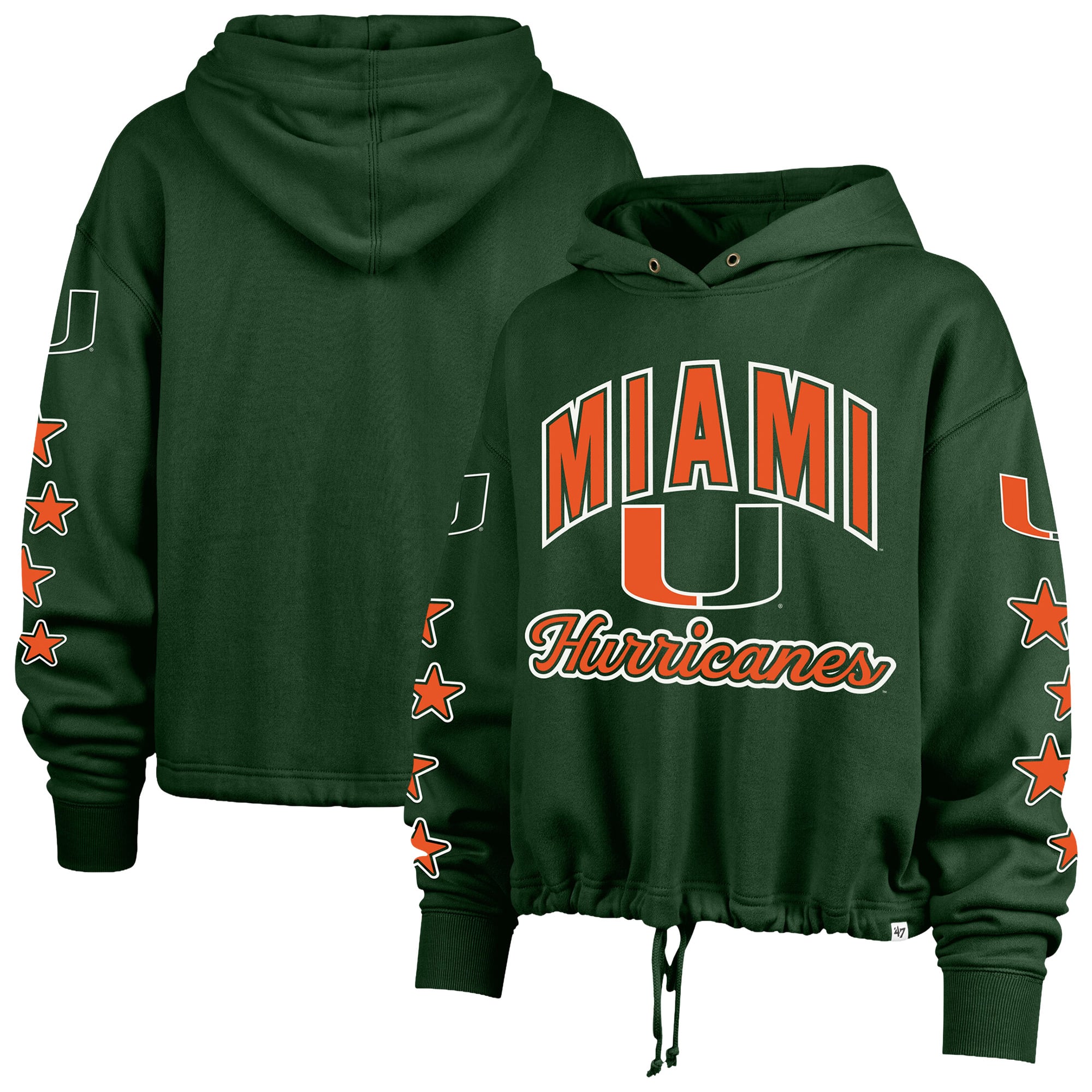 Women's '47  Green Miami Hurricanes Starry Eyed Venice Pullover Hoodie
