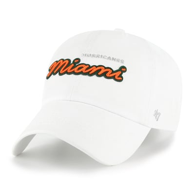 Miami Hurricanes '47 Women's Trendy Script Clean Up Adjustable Hat - White