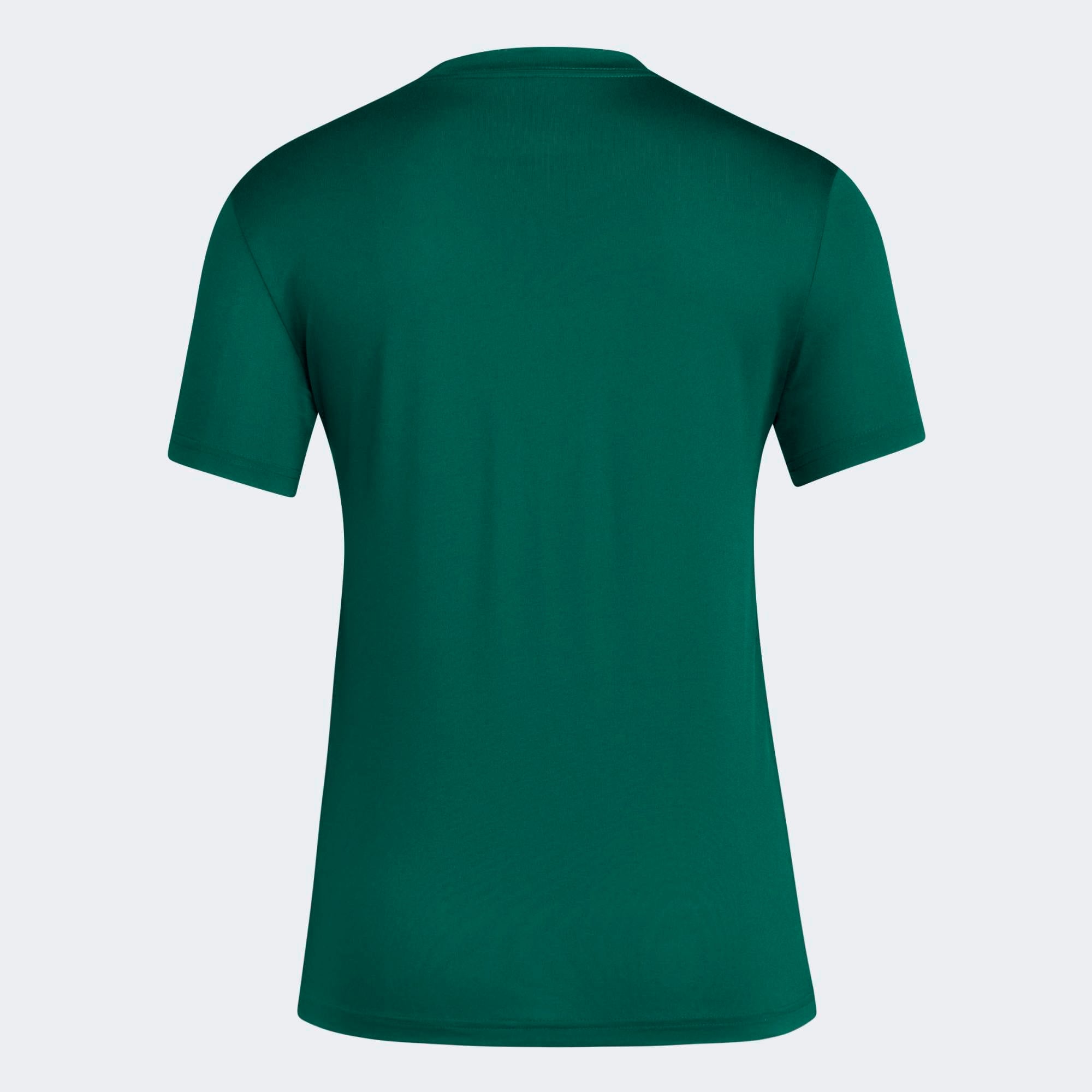 T-shirt d'avant-match adidas vert Miami Hurricanes pour femmes, avec slogan de vestiaire