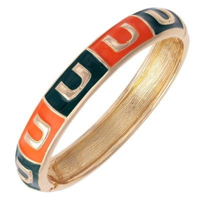 Miami Hurricanes CANVAS Style Women's Enamel Checkered Hinge Bangle
