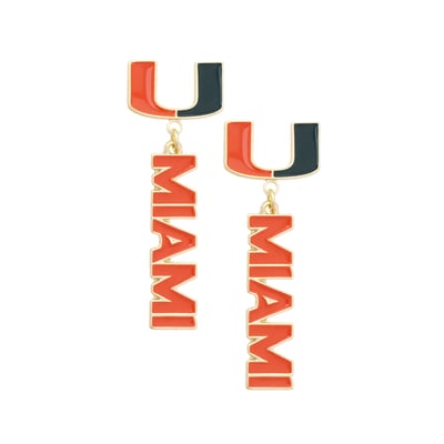 Miami Hurricanes CANVAS Style Women's Enamel Drop Earrings