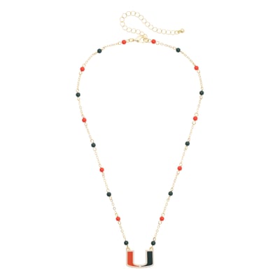 Miami Hurricanes CANVAS Style Women's Logo Layering Necklace