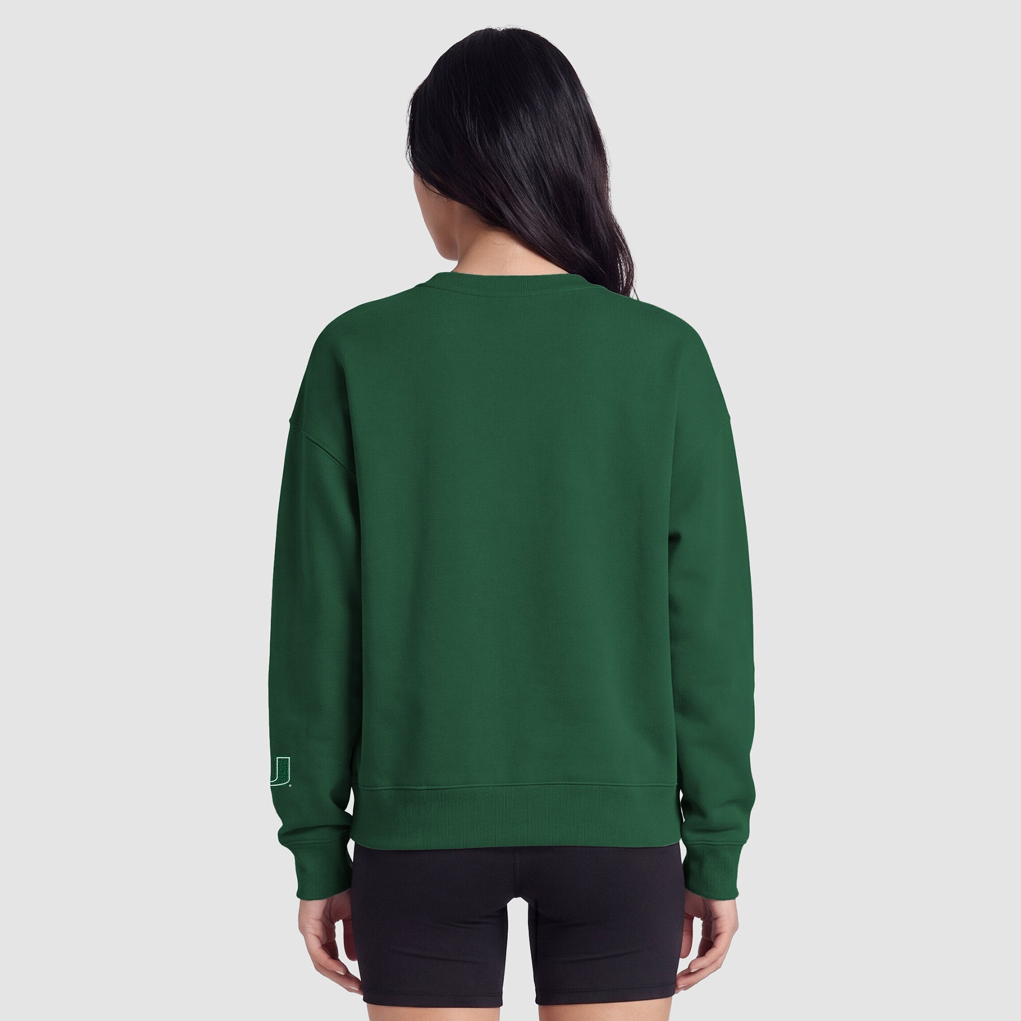 Women's Champion Green Miami Hurricanes Fleece Crew Sweatshirt