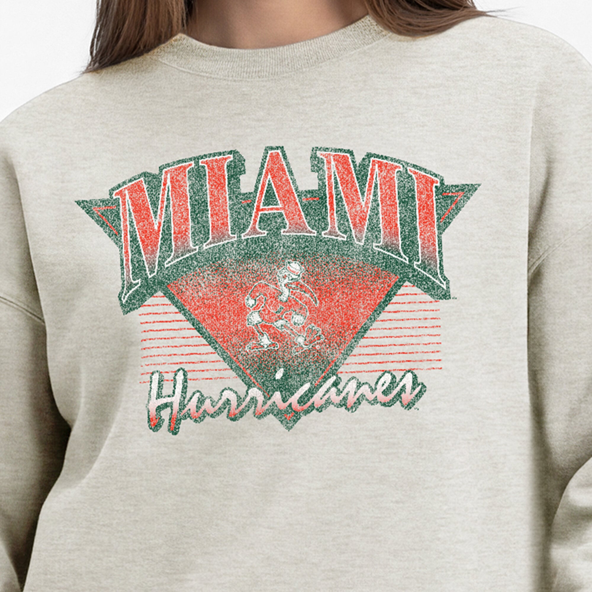 Women's Champion  Oatmeal Miami Hurricanes All-Star Weave Sweatshirt