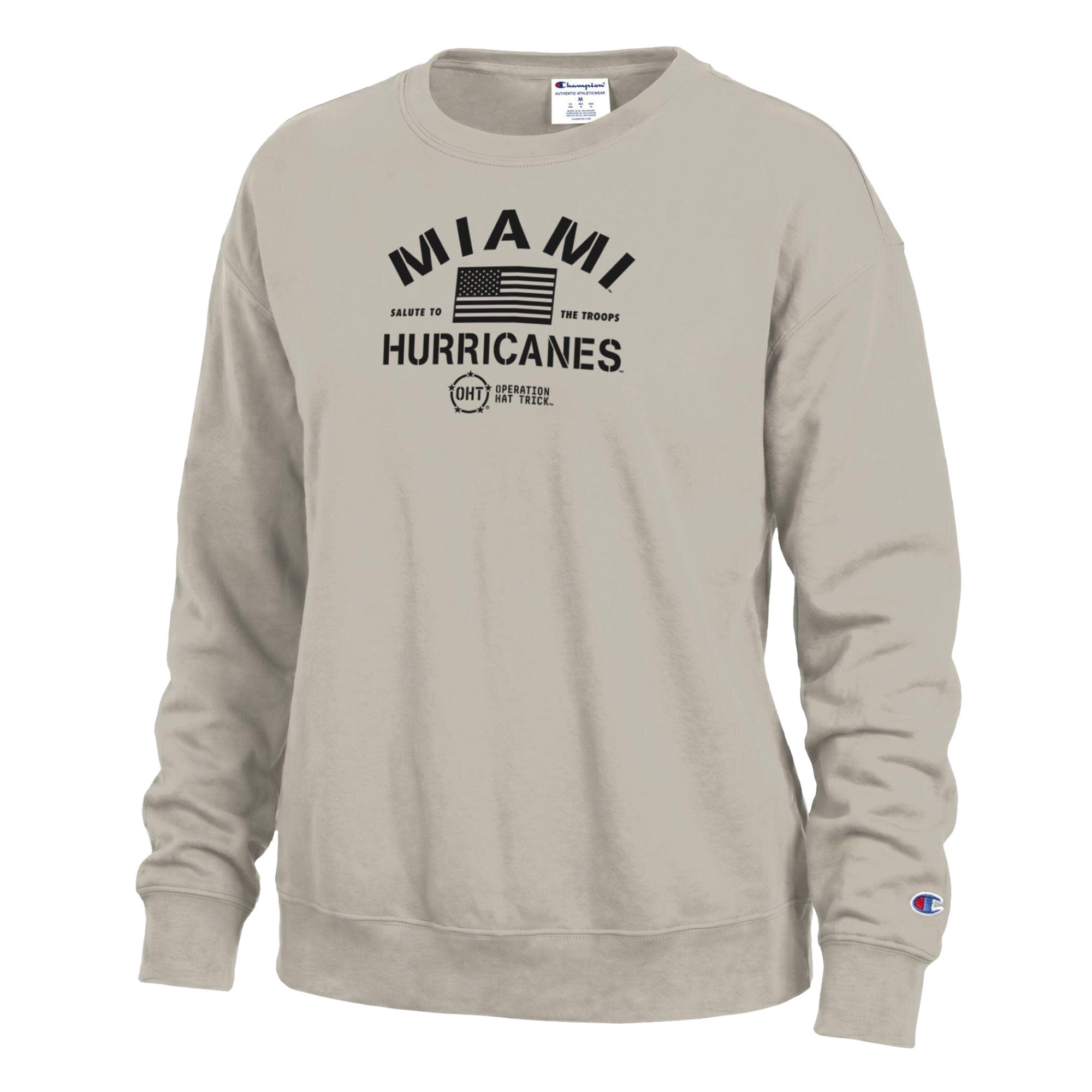 Sweat-shirt Champion Tan Miami Hurricanes Operation Hat Trick Powerblend pour femme