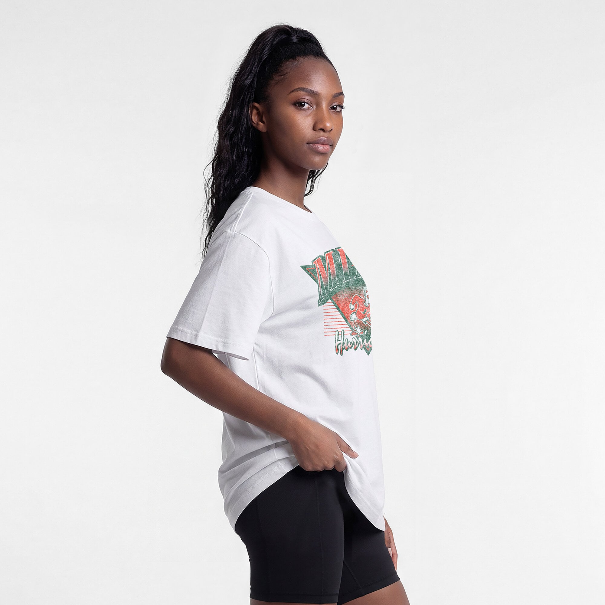 Women's Champion White Miami Hurricanes Retro Oversized T-Shirt