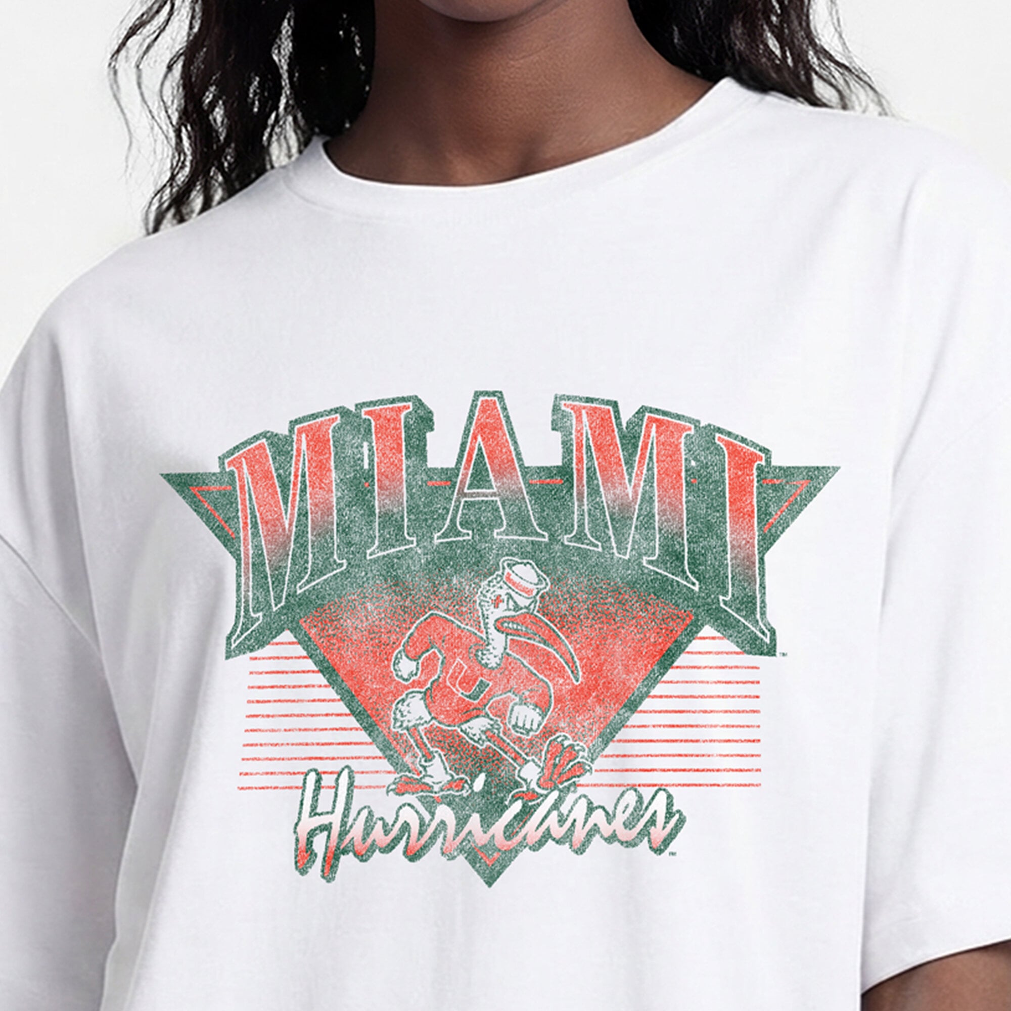 Women's Champion White Miami Hurricanes Retro Oversized T-Shirt
