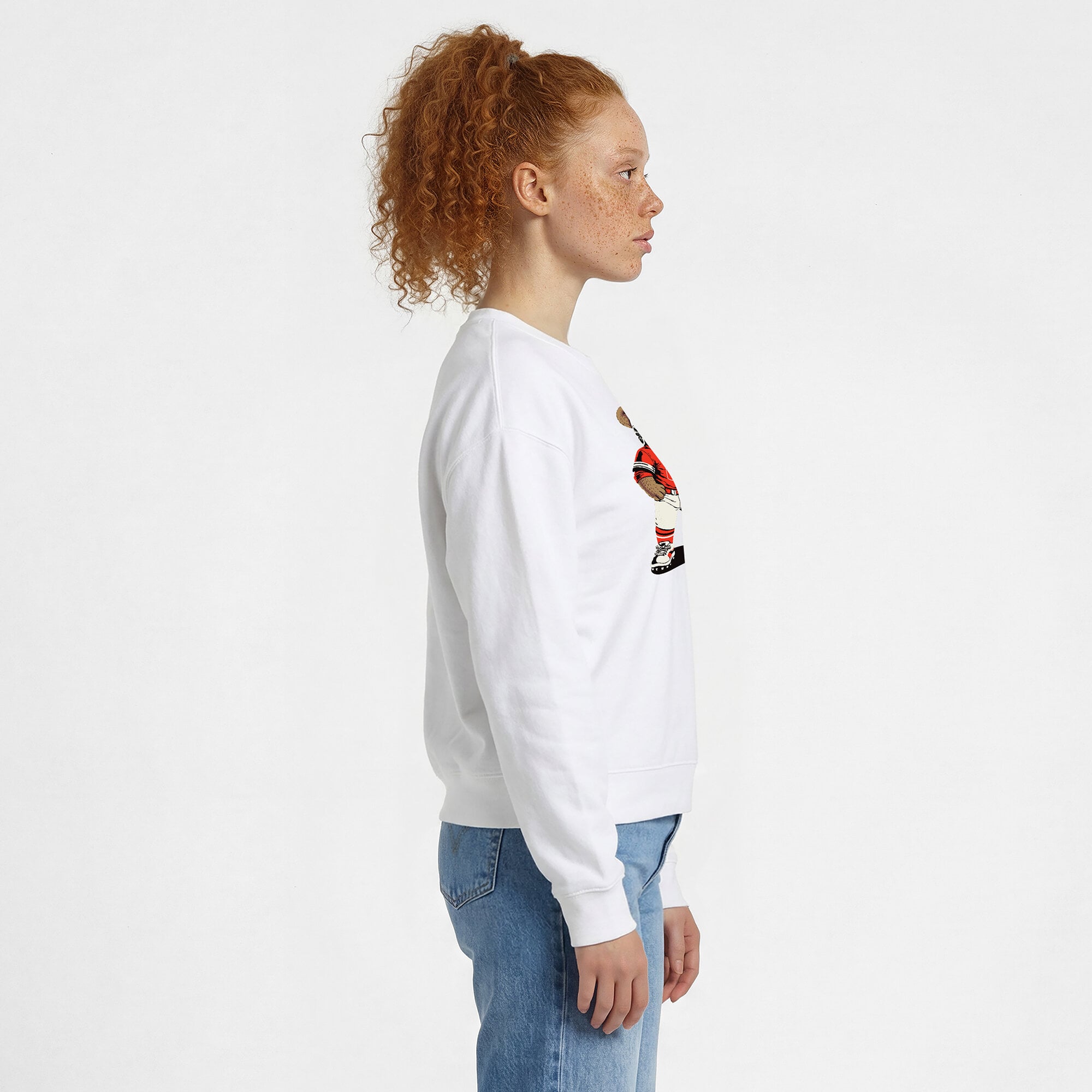 Women's Champion White Miami Hurricanes Teddy Bear Sweatshirt