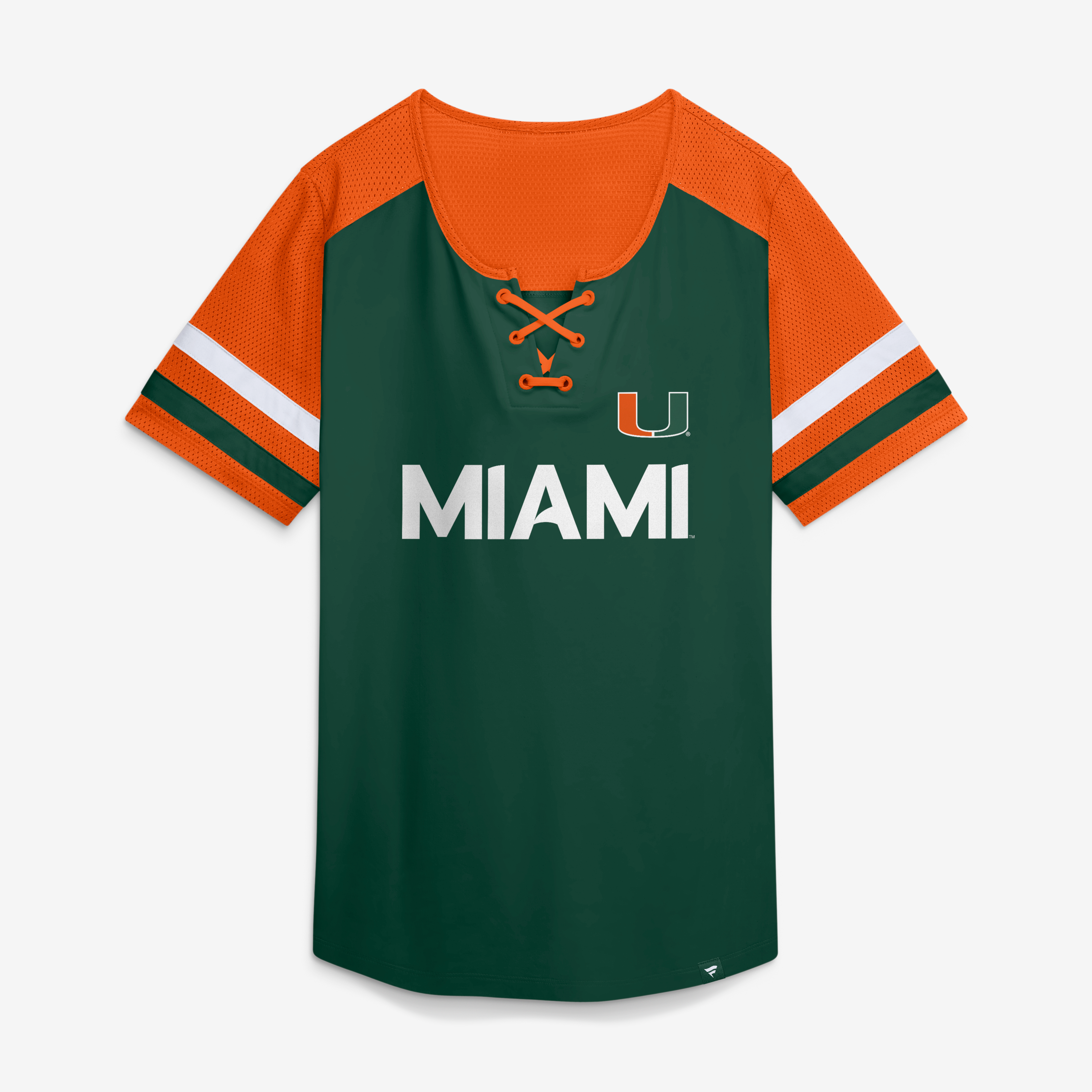 Women's Fanatics Green Miami Hurricanes Power Play Athena Lace-Up T-Shirt