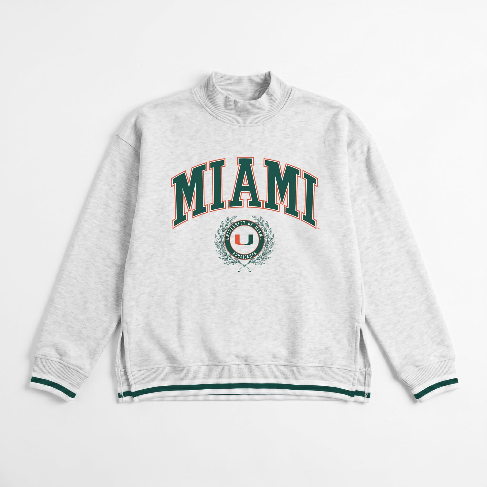 Women's Gameday Couture Gray Miami Hurricanes Rally Point Contrast Stripe Mock Neck Sweatshirt