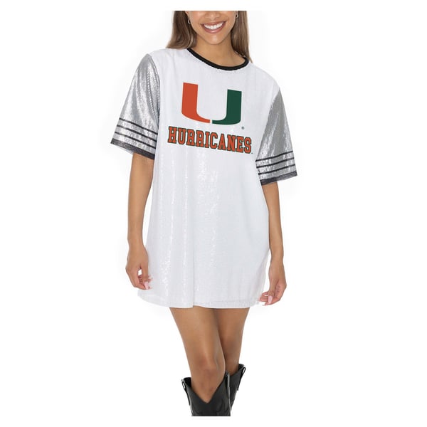 miami hurricane jersey dress Women's Gameday Couture White Hurricanes Full Sequin PROM 2023