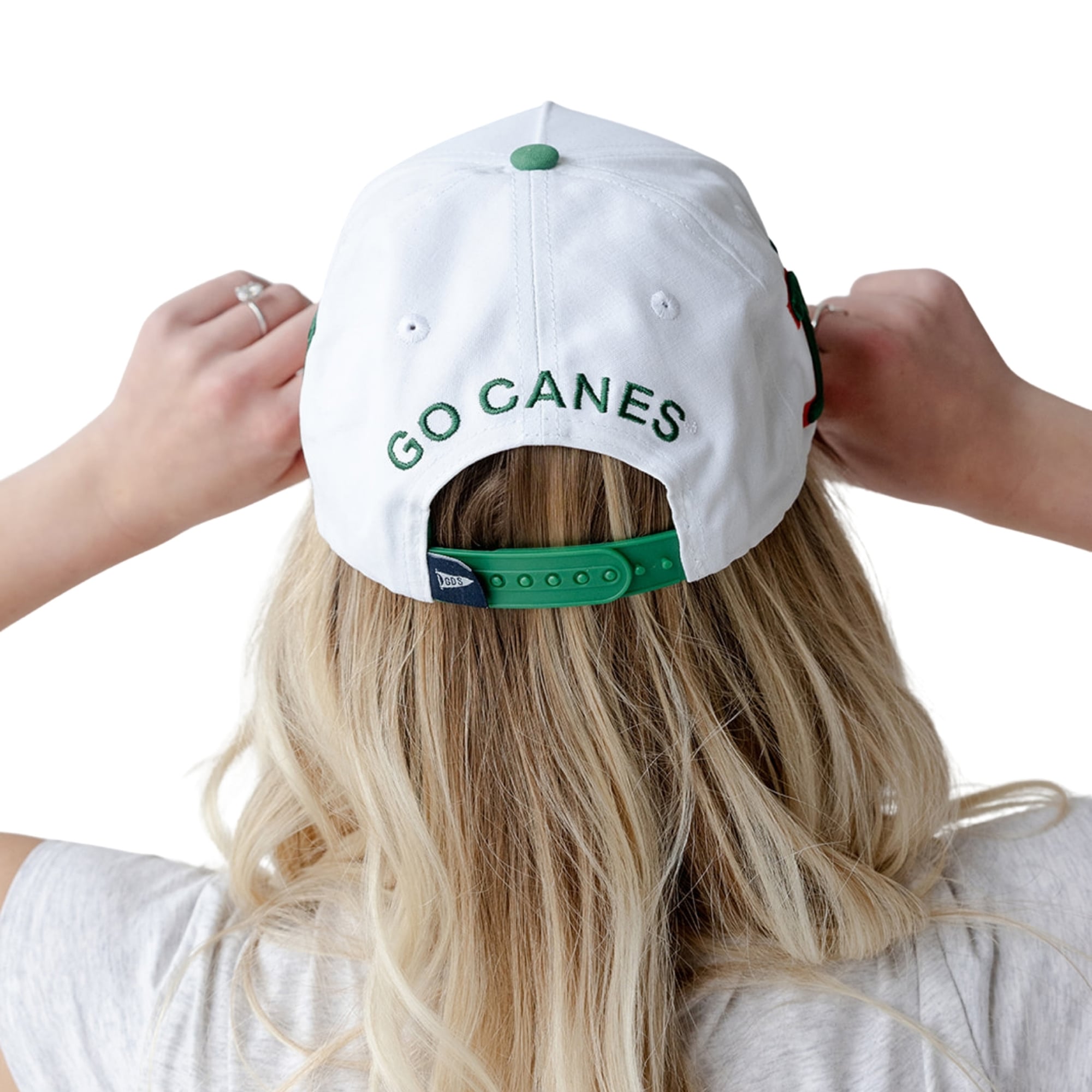 Women's Gameday Social  White/Green Miami Hurricanes Five-Panel Rope Away Adjustable Hat